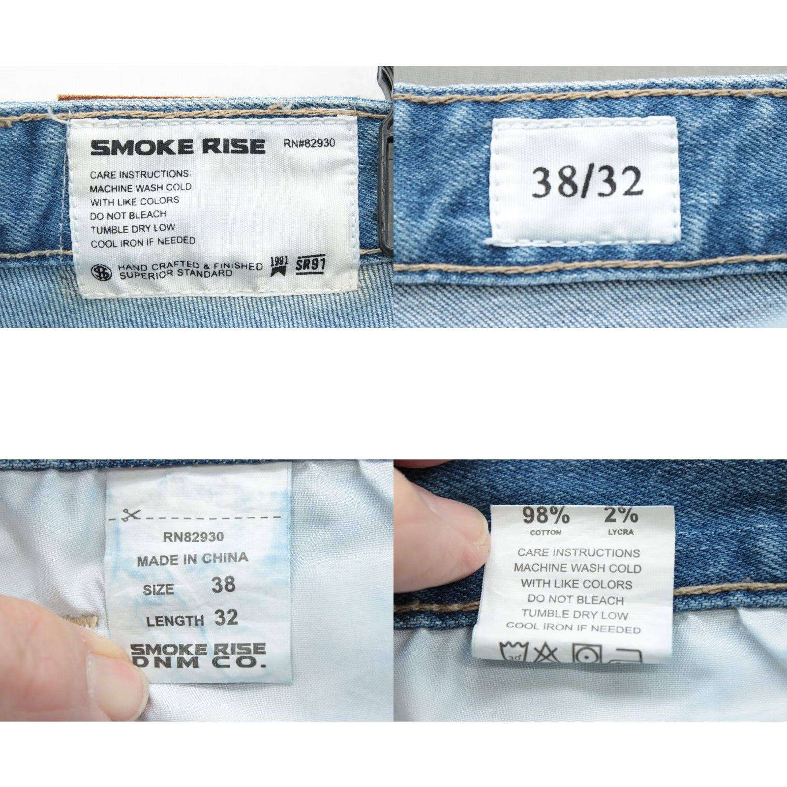 Vintage VINTAGE Smoke Rise Jeans Mens 38X32 5-Pocket Denim Distressed Graphic Streetwear Urban 90s Punk Hip Hop Skull Band City Logo Patches Fringes Size US 38 / EU 54 - 8 Thumbnail