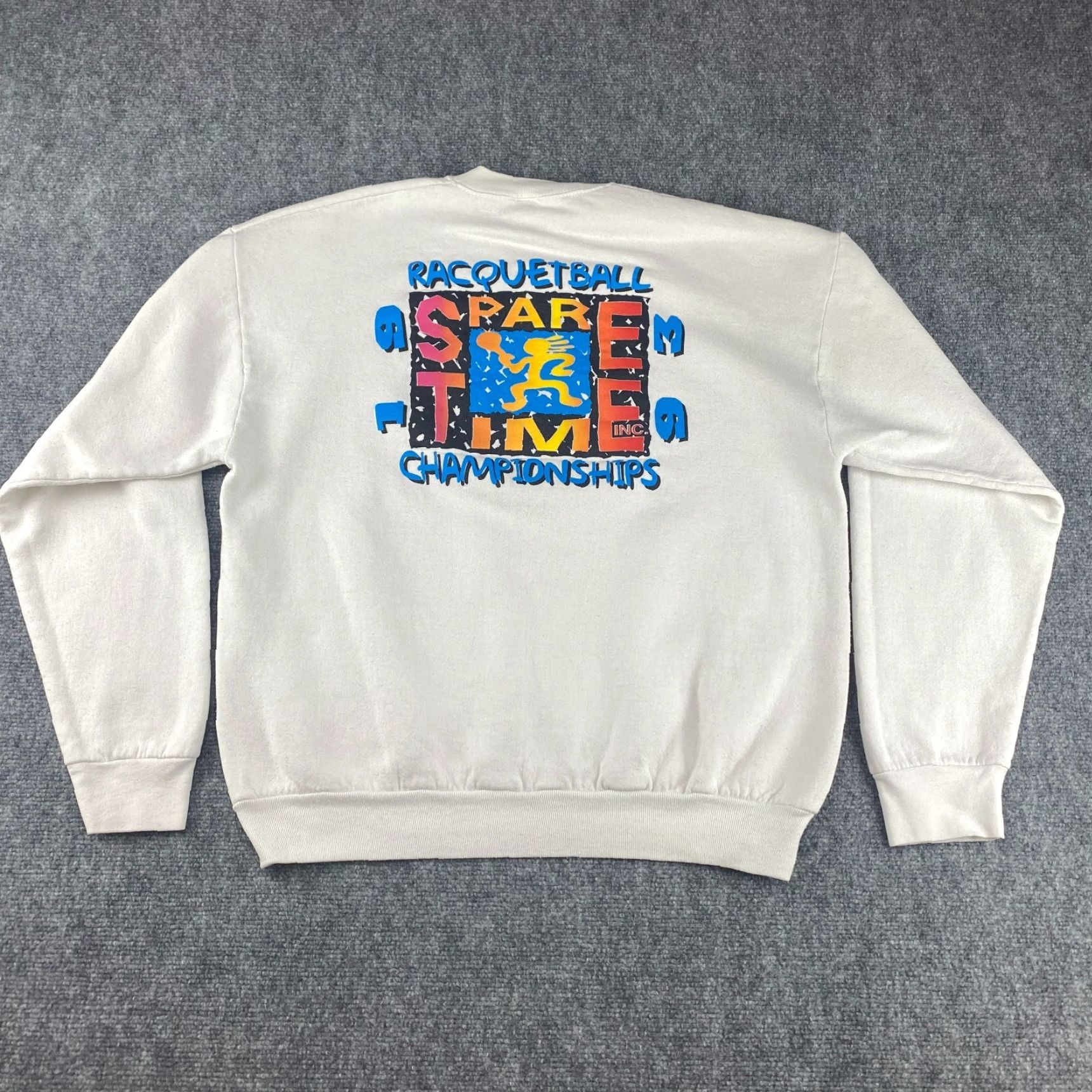 Fruit Of The Loom VINTAGE Fruit of the Loom Sweatshirt Mens XL White 2-Sided USA Made 90s Hoodie Pullover Graphic Print Crew Neck Fleece Cotton Blend Modern All Seasons Size US XL / EU 56 / 4 - 2 Thumbnail