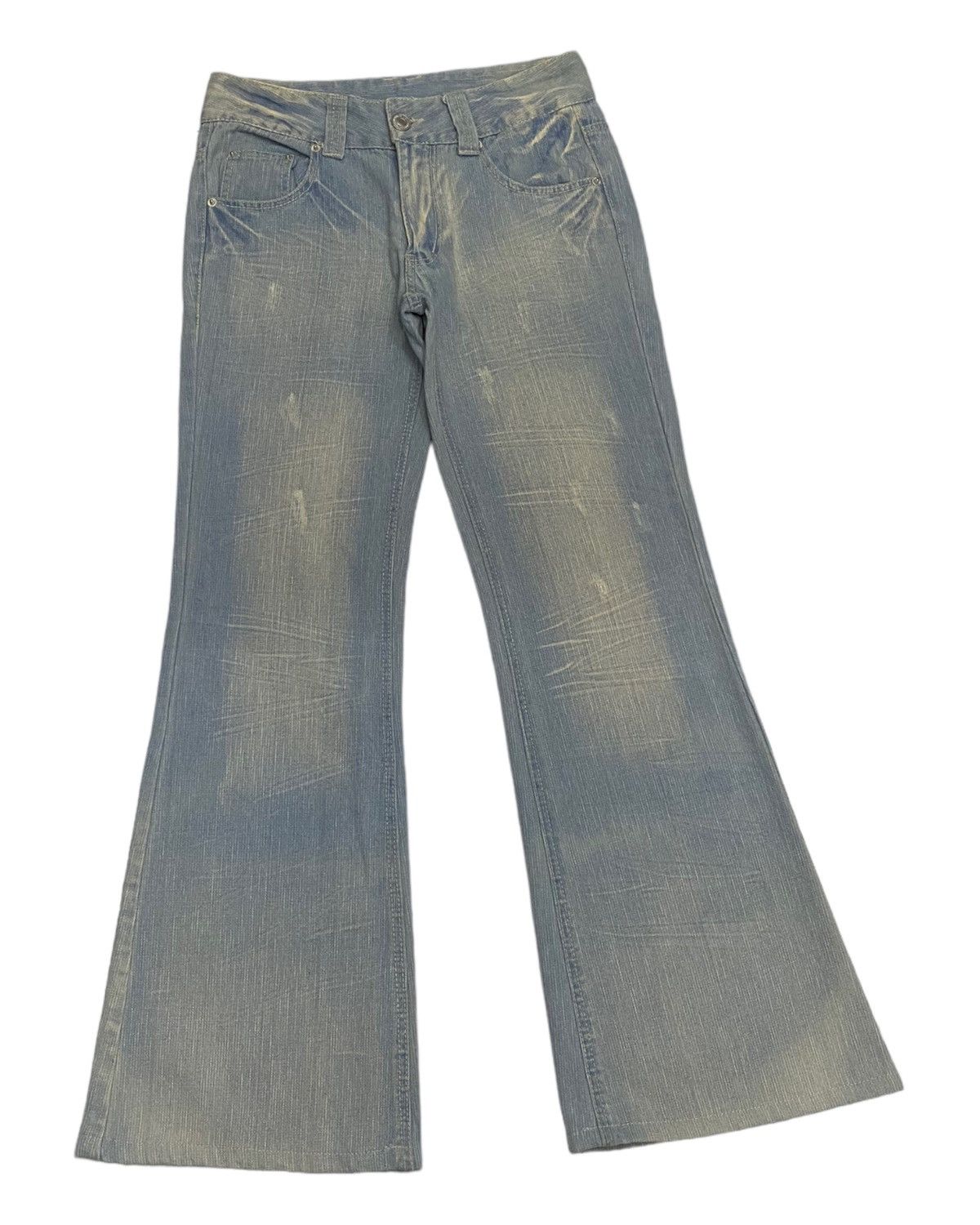 If Six Was Nine FLARED JEANS MUD WASH FLARE DISTRESSED DENIM TRICK GIRL Size US 30 / EU 46 - 3 Thumbnail