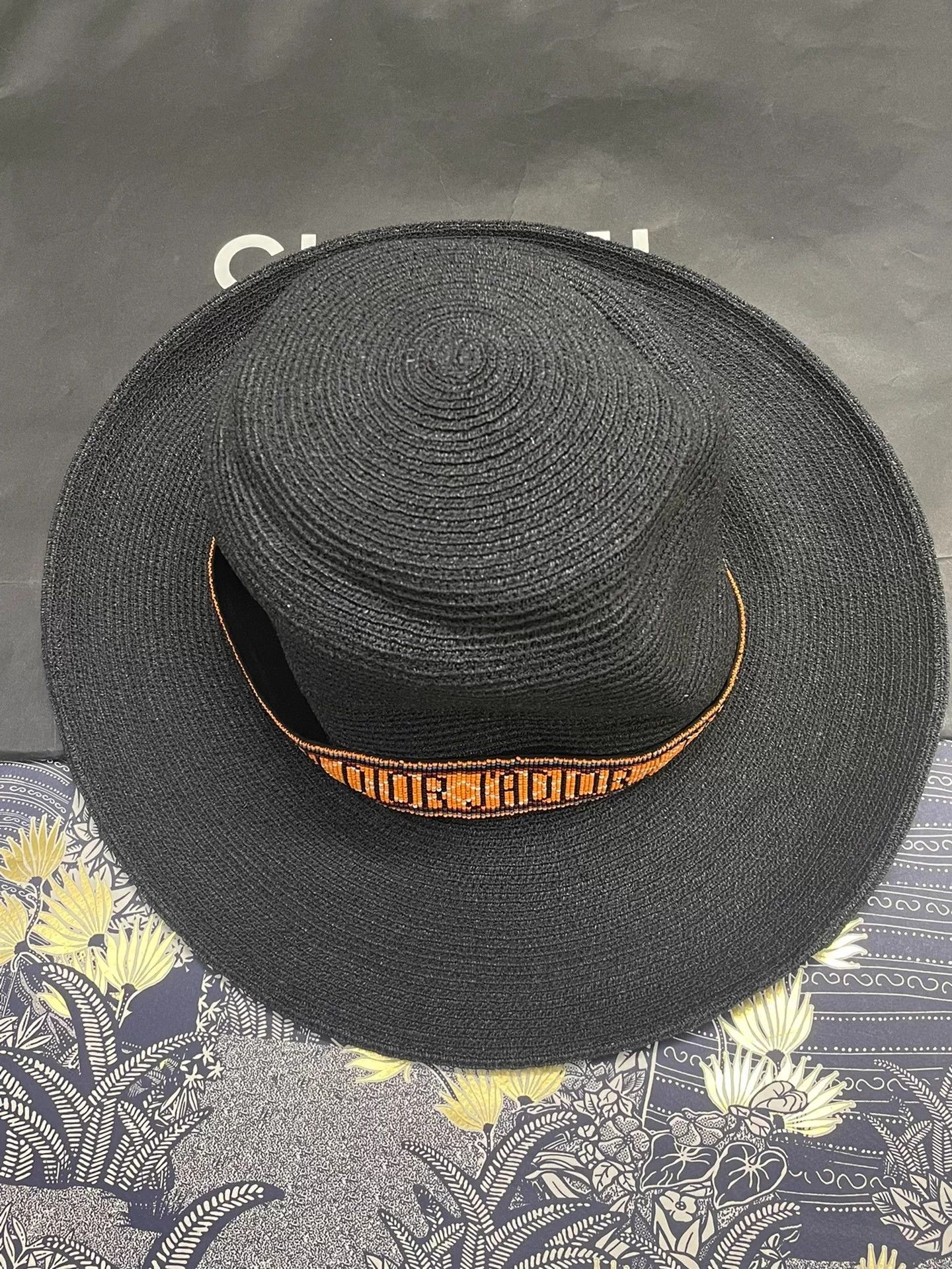 Dior Dior Black Stud Logo Straw Hat 57 New All Seasons Size ONE SIZE - 1 Thumbnail
