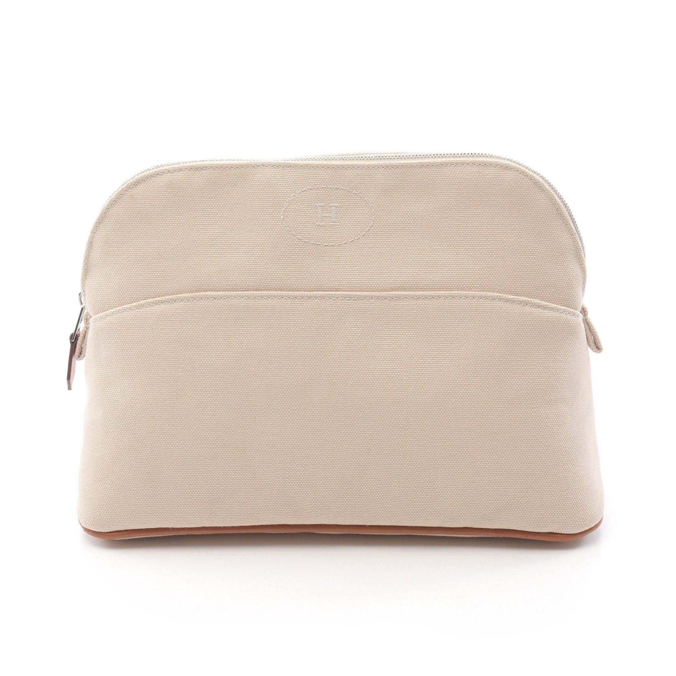 Hermes Hermes Bolide Pouch Mm Natural Canvas Leather Light Beige Brown Silver Hardware Size ONE SIZE - 1 Thumbnail