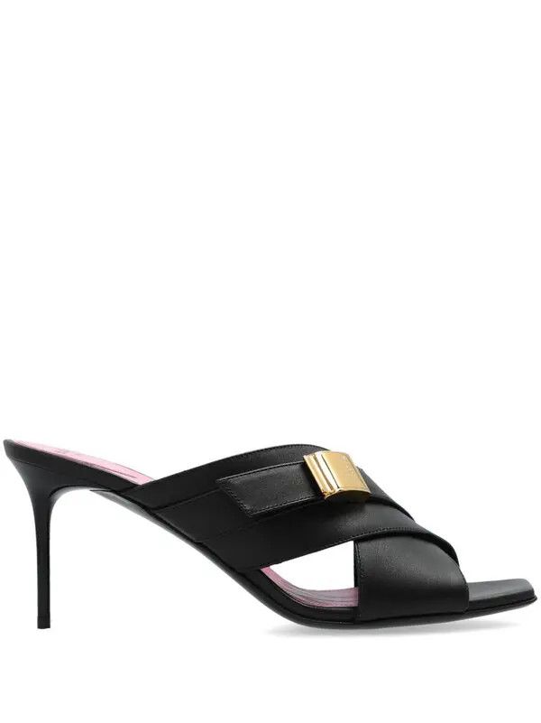 Balmain o1s1wg111225 Crossover 75mm Leather Mules in Black Size US 9 / IT 39 - 1 Thumbnail