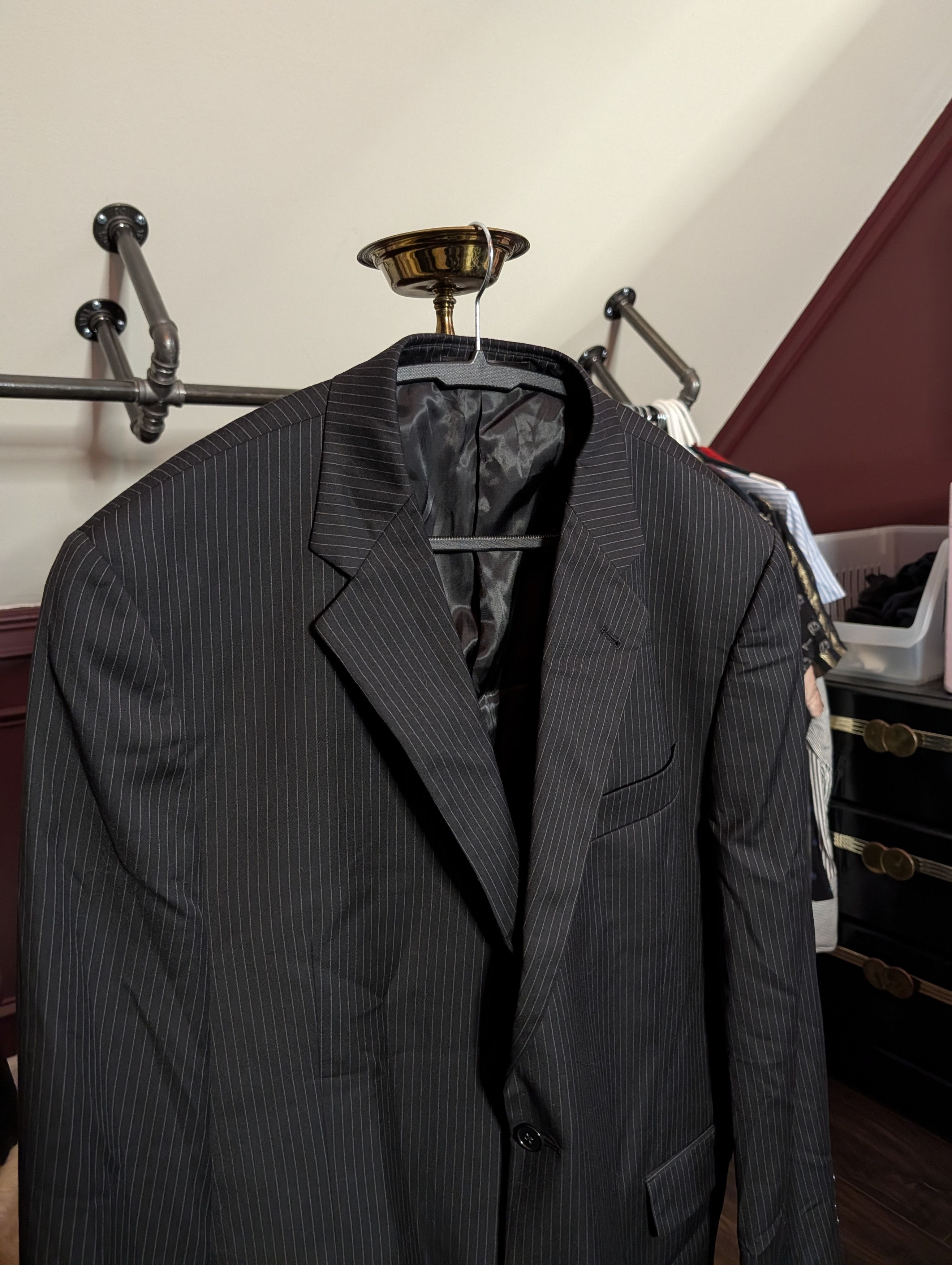 Loro Piana Super 120s Wool Black Pinstriped Joseph Abboud Jacket Size 46R - 2 Thumbnail
