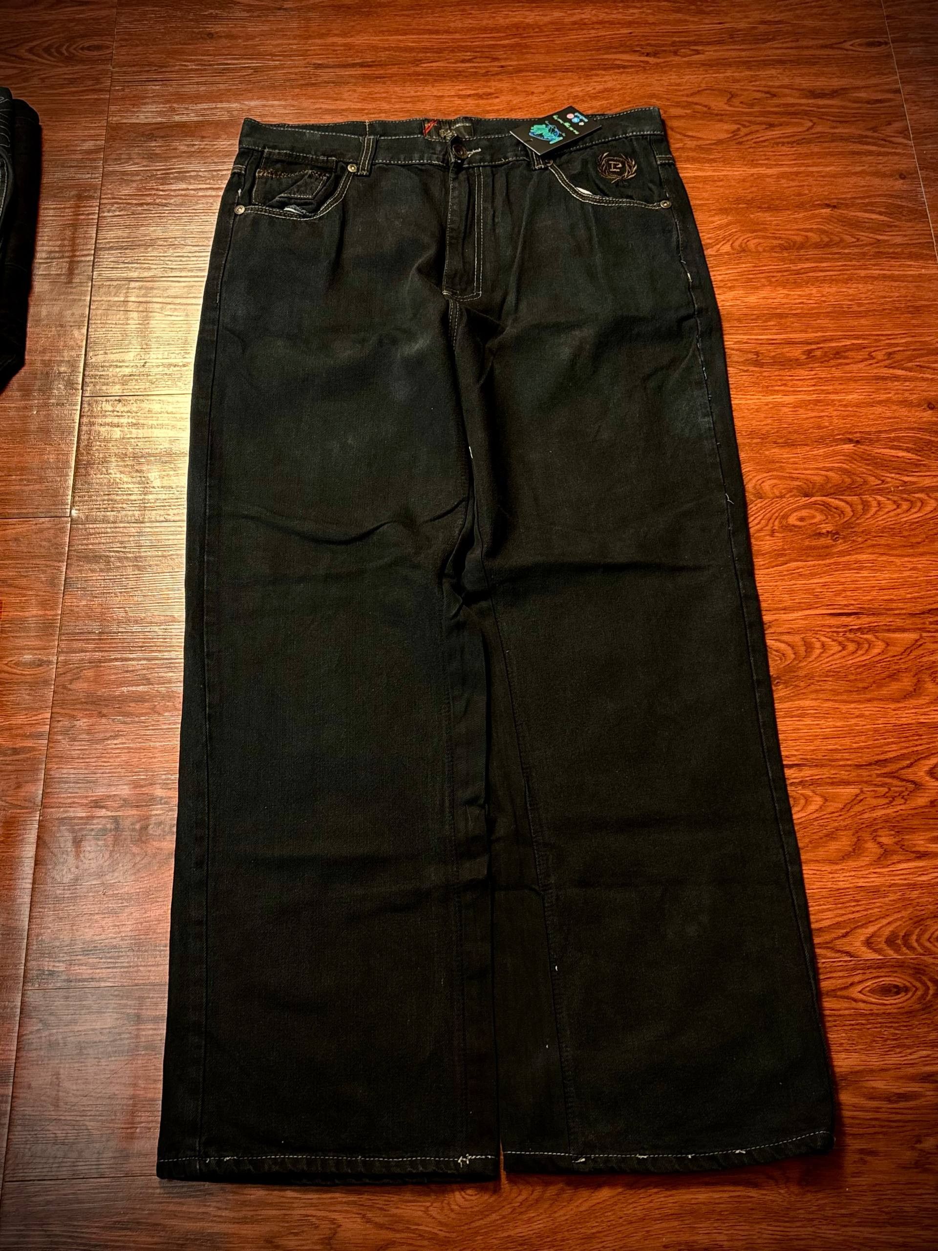 JNCO Vintage 00s Phat Farm Black Denim Jeans Studded Flip Pocket Size US 38 / EU 54 - 4 Thumbnail