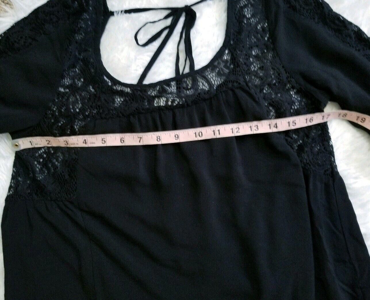 Designer Jodifl Top Medium Black Lace Cut Outs 3/4 Sleeve Open Back Size M / US 6-8 / IT 42-44 - 6 Thumbnail