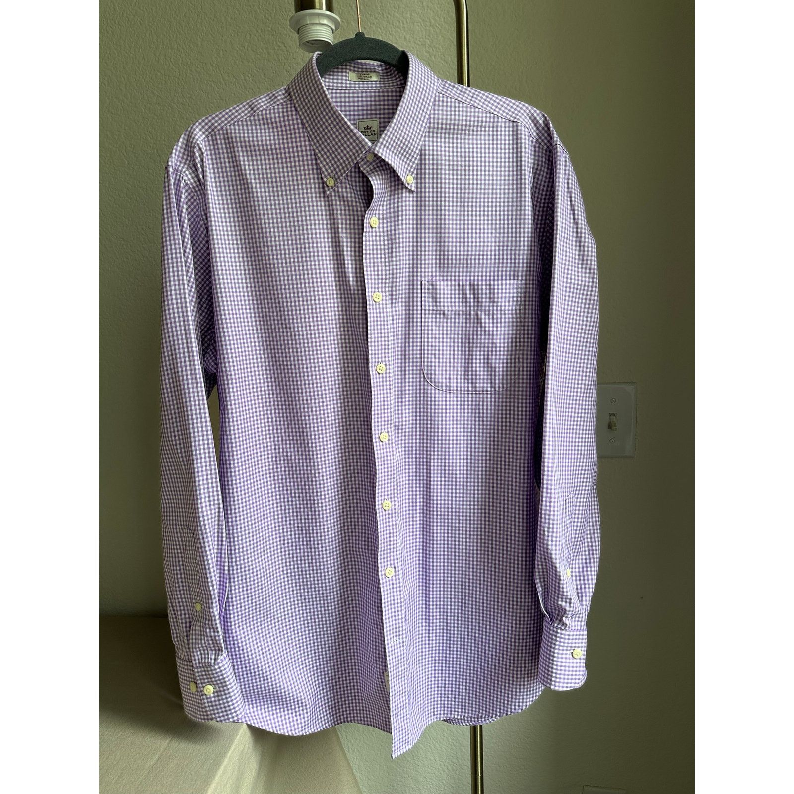 Peter Millar Peter Millar Purple Gingham Cotton Dress Shirt Size US L / EU 52-54 / 3 - 1 Thumbnail