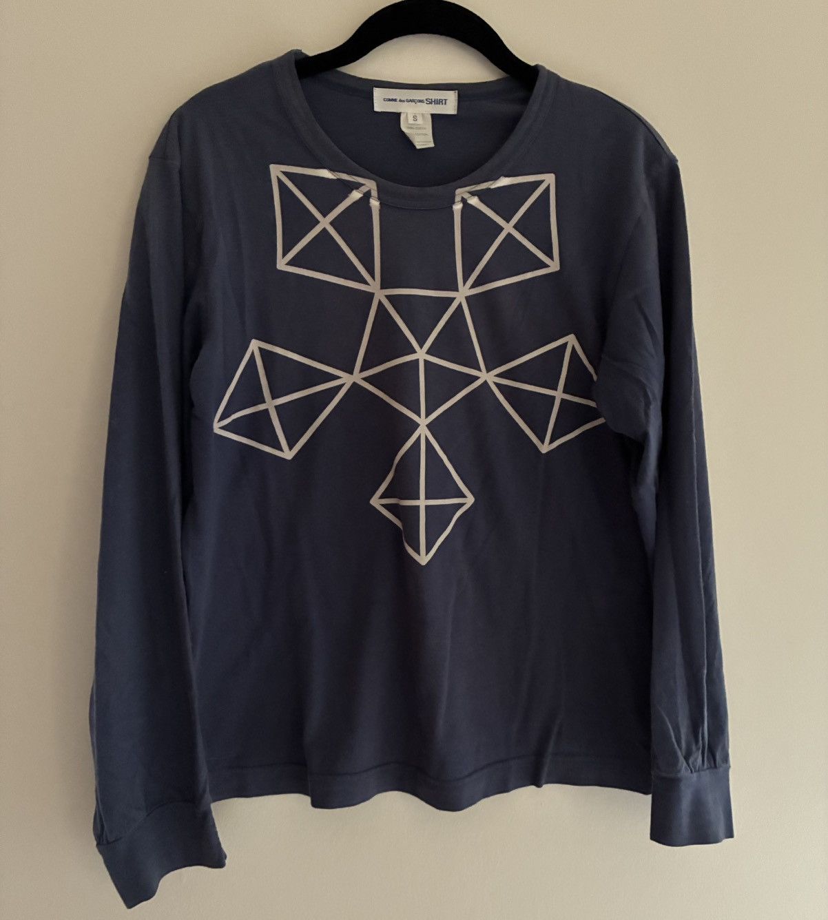Comme des Garcons Comme des Garçon Geometric Design Blue Long Sleeve Shirt Size US S / EU 44-46 / 1 - 1 Thumbnail