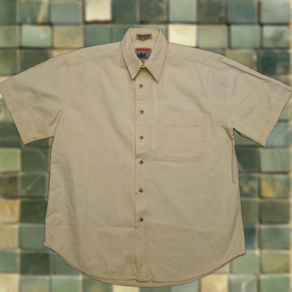 Vintage VTG Adirondack Shirt Mens L Yellow Linen Linen Blend Outdoor Island Comfort Button-Up Collared Pocket Short Sleeve Casual Size US L / EU 52-54 / 3 - 1 Thumbnail