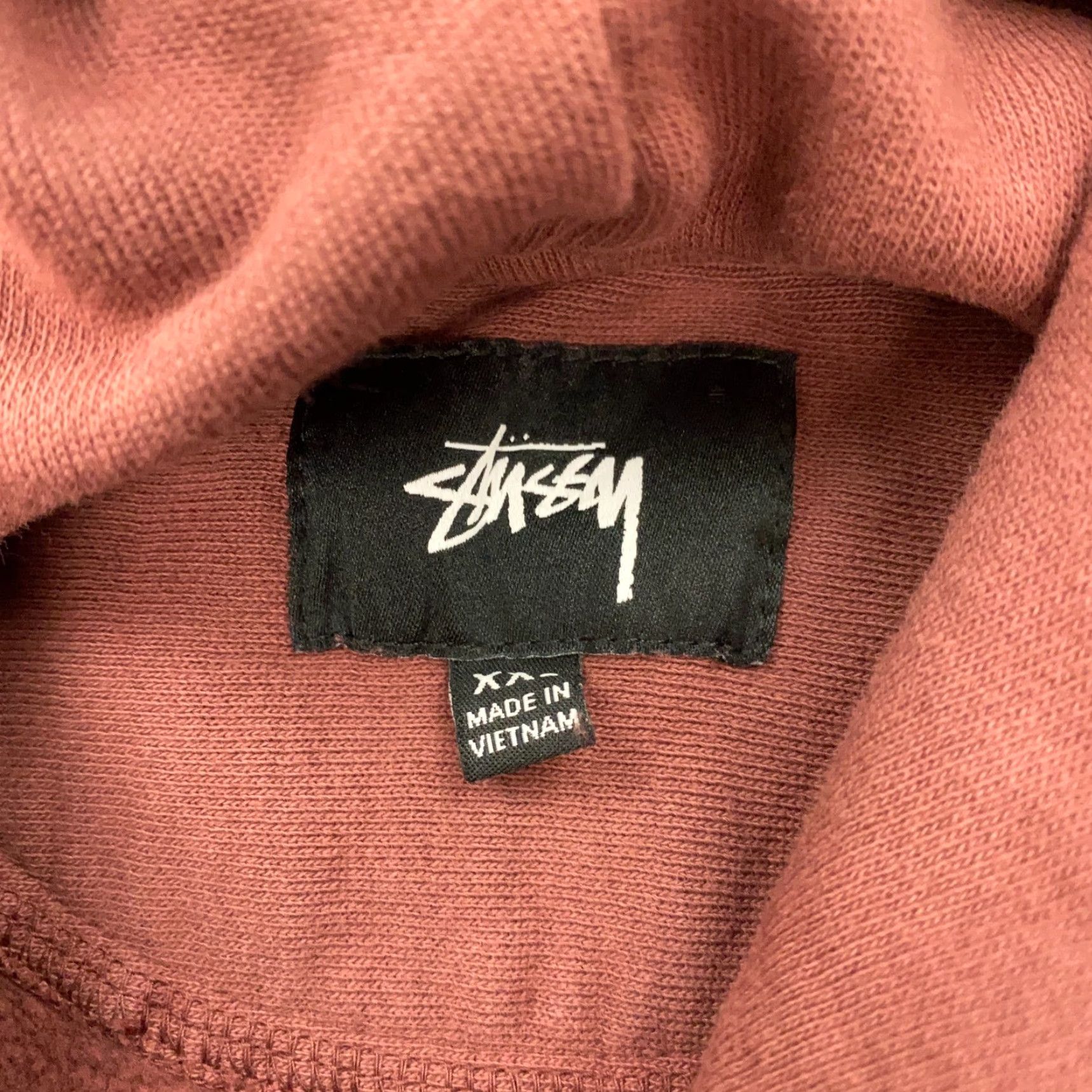 VINTAGE Stussy Logo Hoodie Men 2XL Pullover Fleece Maroon Fall Winter Hip Hop