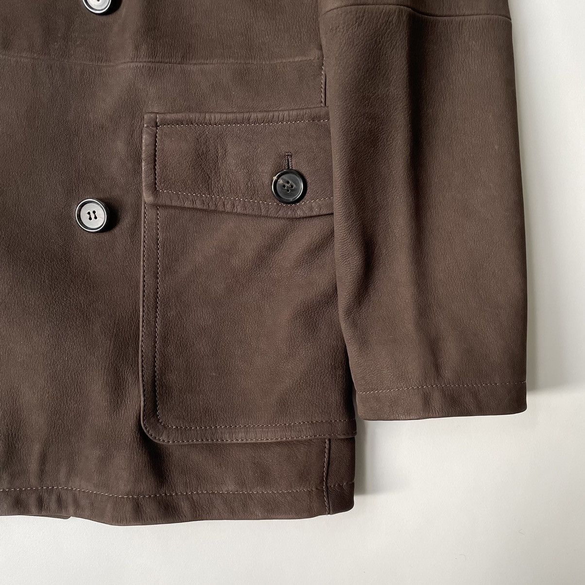 Prada Early 2000s Leather Mac / Pea Coat Size US M / EU 48-50 / 2 - 9 Thumbnail