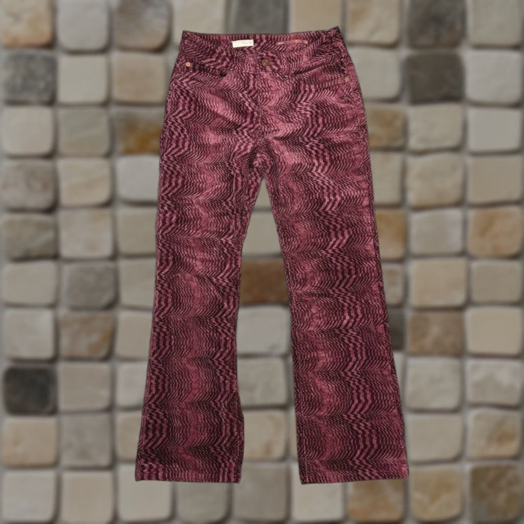 Anthropologie Anthropologie Pants Womens 27 Yaya Mid Rise Crop Flare Burgundy Red Corduroy Size 27" / US 4 / IT 40 - 1 Thumbnail