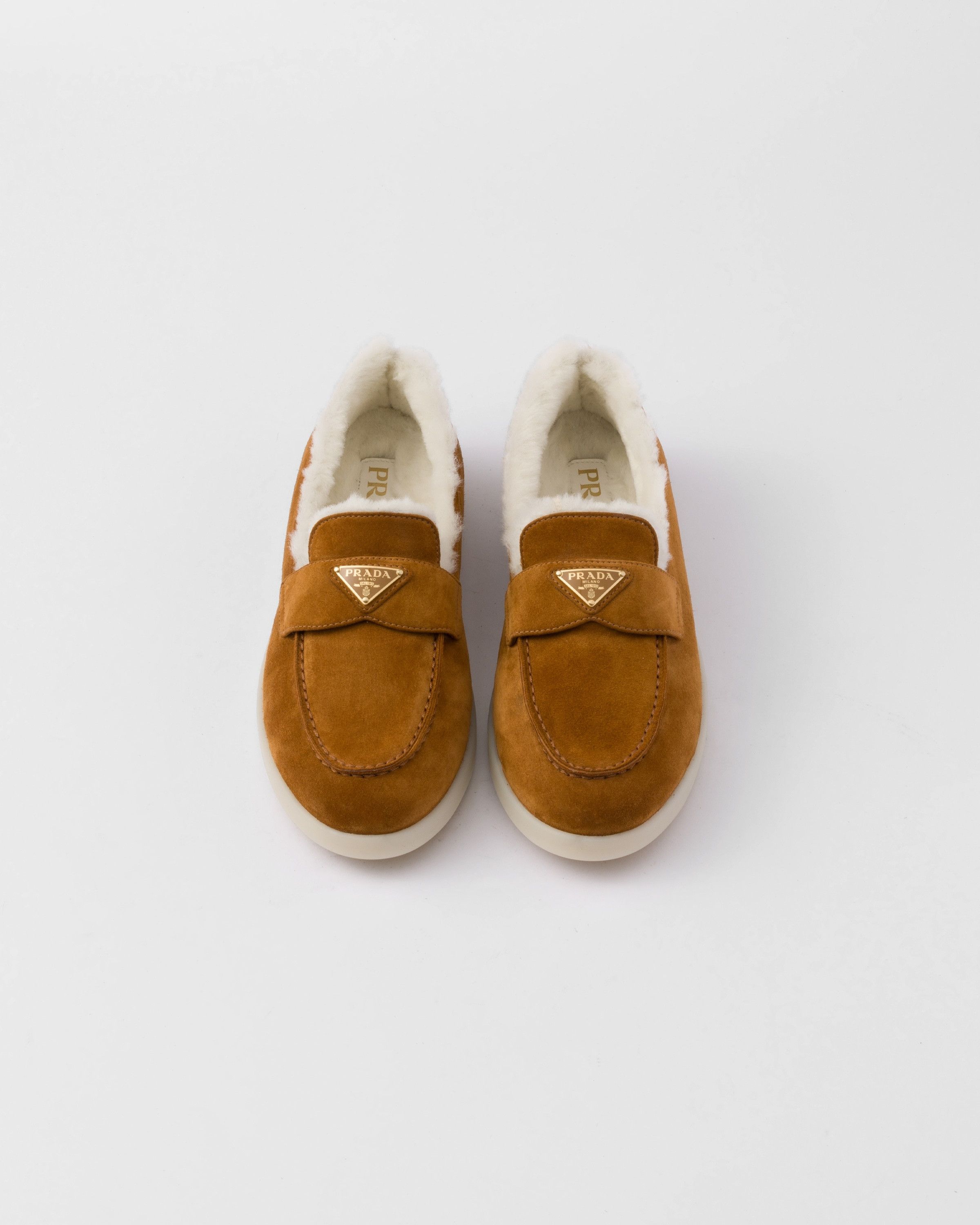 Prada o1la1rc1a0925 Suede and Shearling Loafers in Brown Size US 10 / EU 43 - 4 Thumbnail