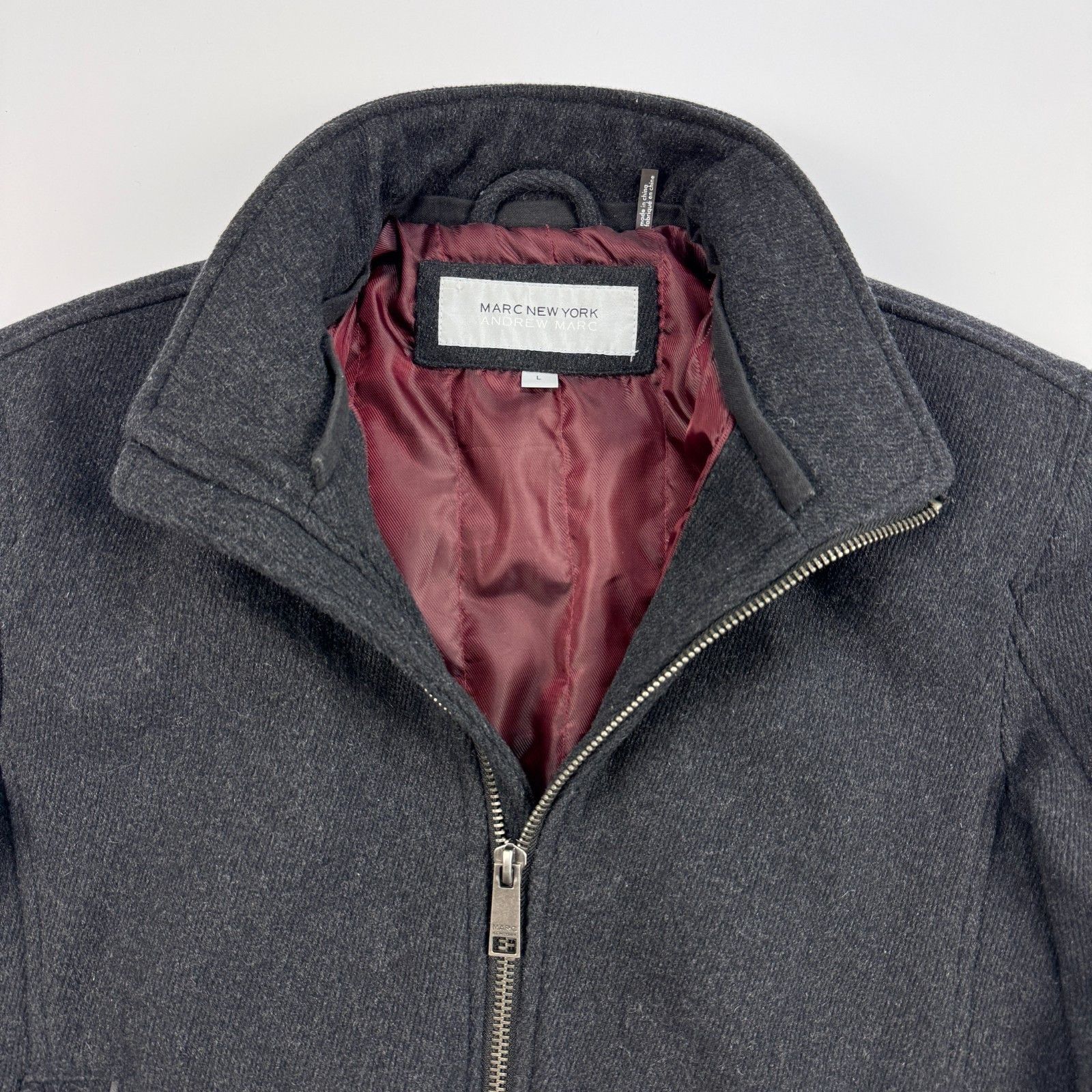 Andrew Marc Wool Blend Charcoal Gray Bomber Jacket Andrew Marc L Size US L / EU 52-54 / 3 - 5 Thumbnail