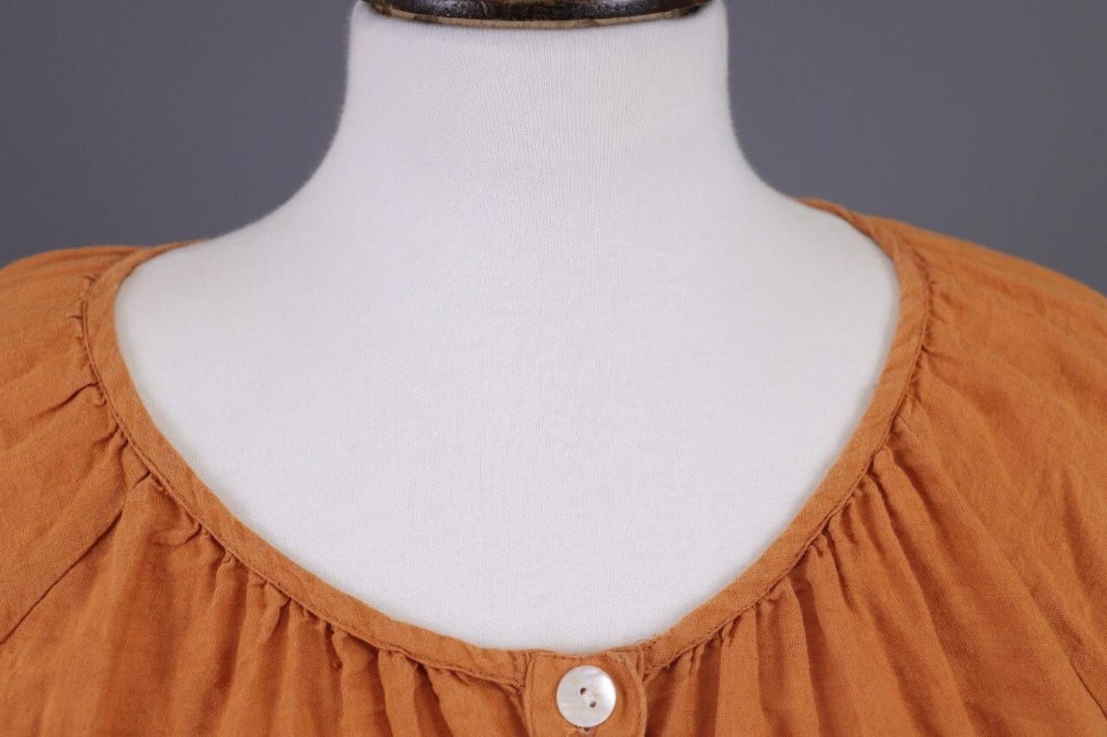 Designer Gudrun Sjoden Orange Linen Relaxed Blouse Shirt Size L Size L / US 10 / IT 46 - 2 Thumbnail