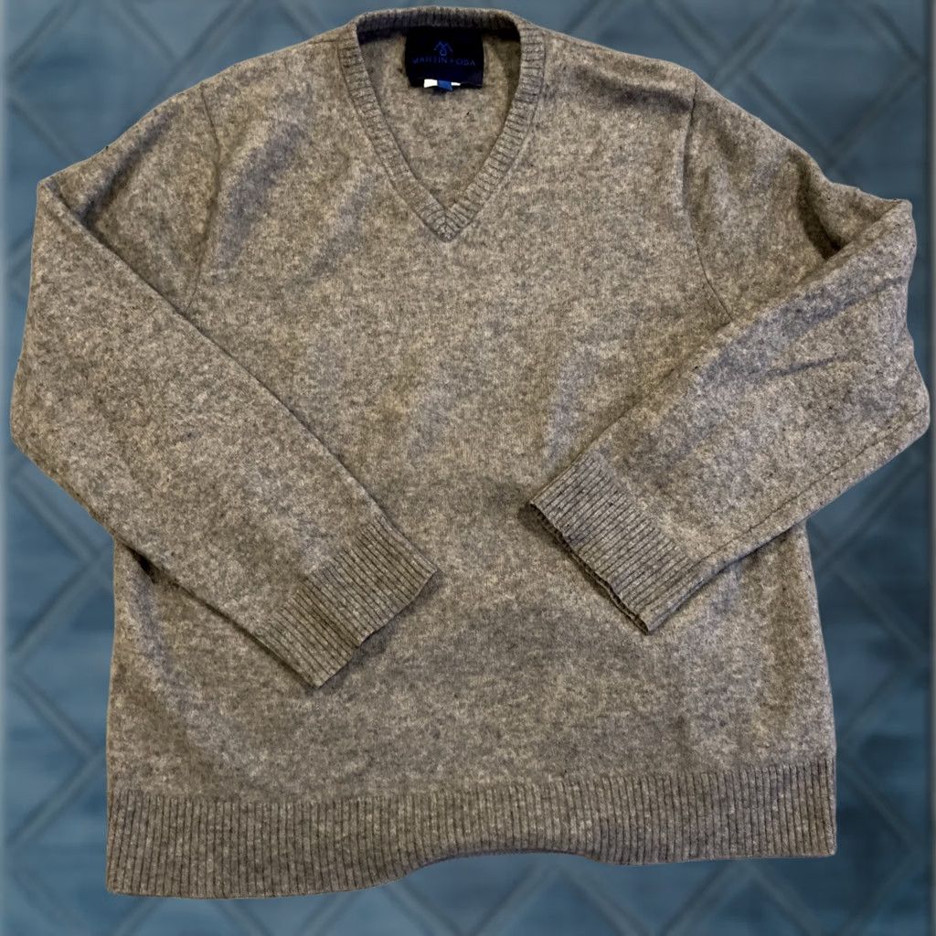 Vintage Martin + Osa Gray V-Neck 100% cashmere Sweater Very Soft Women's Size Large Size L / US 10 / IT 46 - 1 Thumbnail