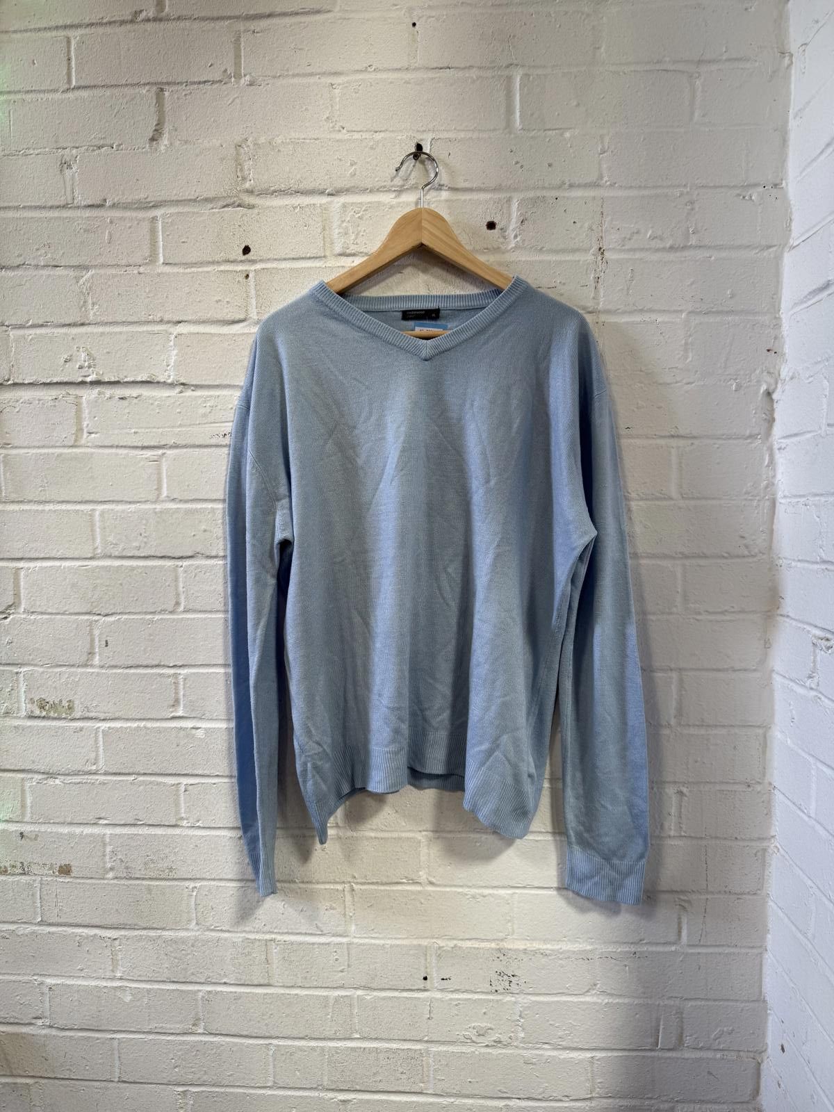 Unknown London Light Blue V-Neck Men's Sweater Size US XL / EU 56 / 4 - 3 Thumbnail