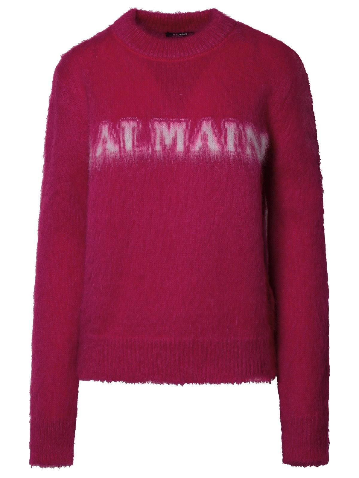 Pull Balmain Ultra Rare AW22 - Laine Vierge Mélangée, Rayures Logo Rouge Et Noir - Taille M