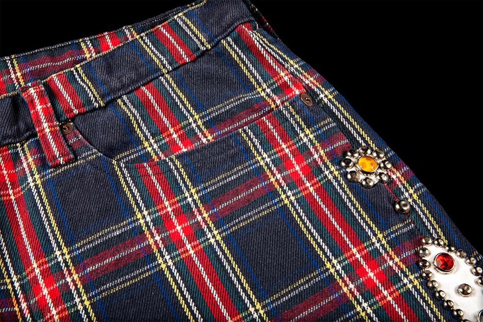 Kapital Kapital Plaid Studded Jewel Cisco Tartan Plaid Pant Navy 36 Size US 36 / EU 52 - 4 Thumbnail