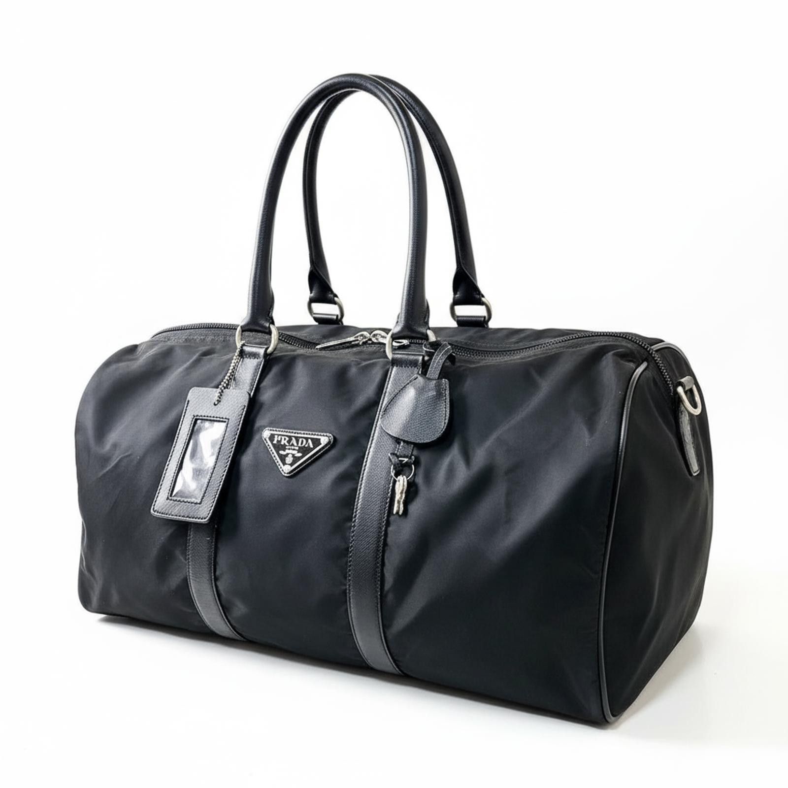 Prada Prada - Black Nylon Leather Travel Bag Size ONE SIZE - 1 Thumbnail