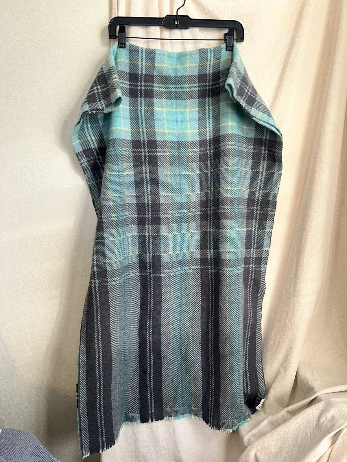 Acne Studios Acne Studios Cassiar Check Wool Scarf In Grey/Turquoise Size ONE SIZE - 10 Thumbnail