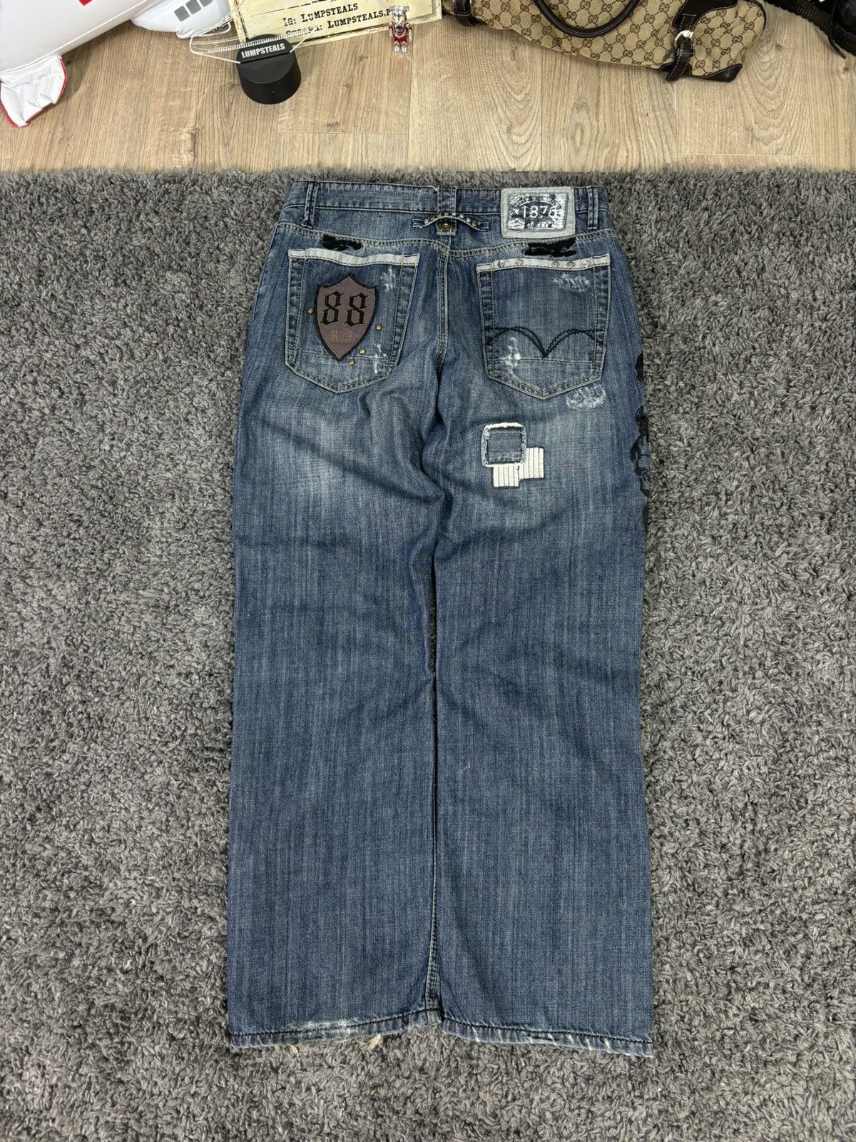 Japanese Brand 00s Japanese Faded Distressed Wideleg Baggy Denim Pants Y2K Size US 34 / EU 50 - 1 Thumbnail