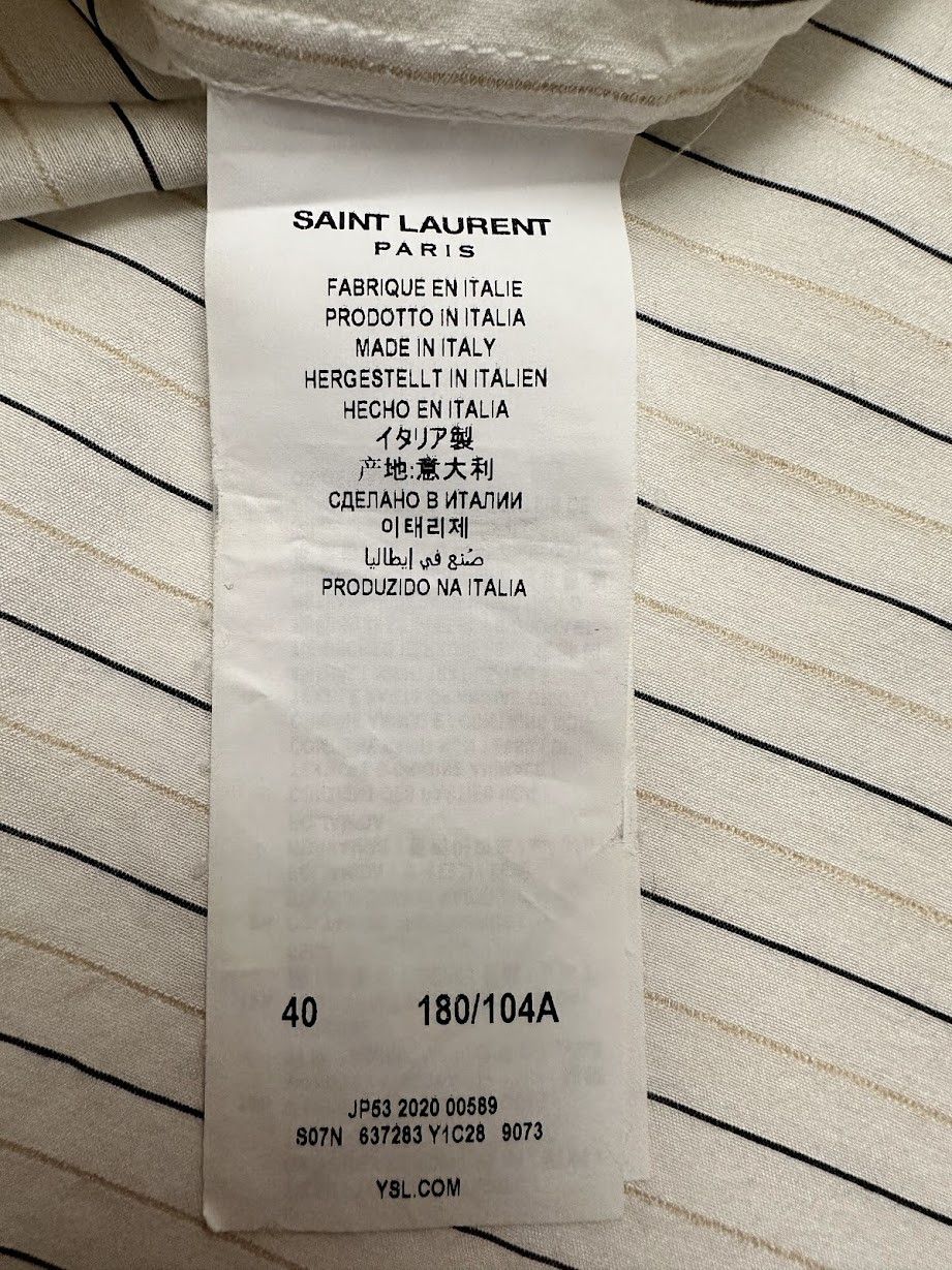 Saint Laurent Paris × Yves Saint Laurent Saint Laurent Shawl-collar Shirt in Striped Chenille Voile Size US S / EU 44-46 / 1 - 4 Thumbnail