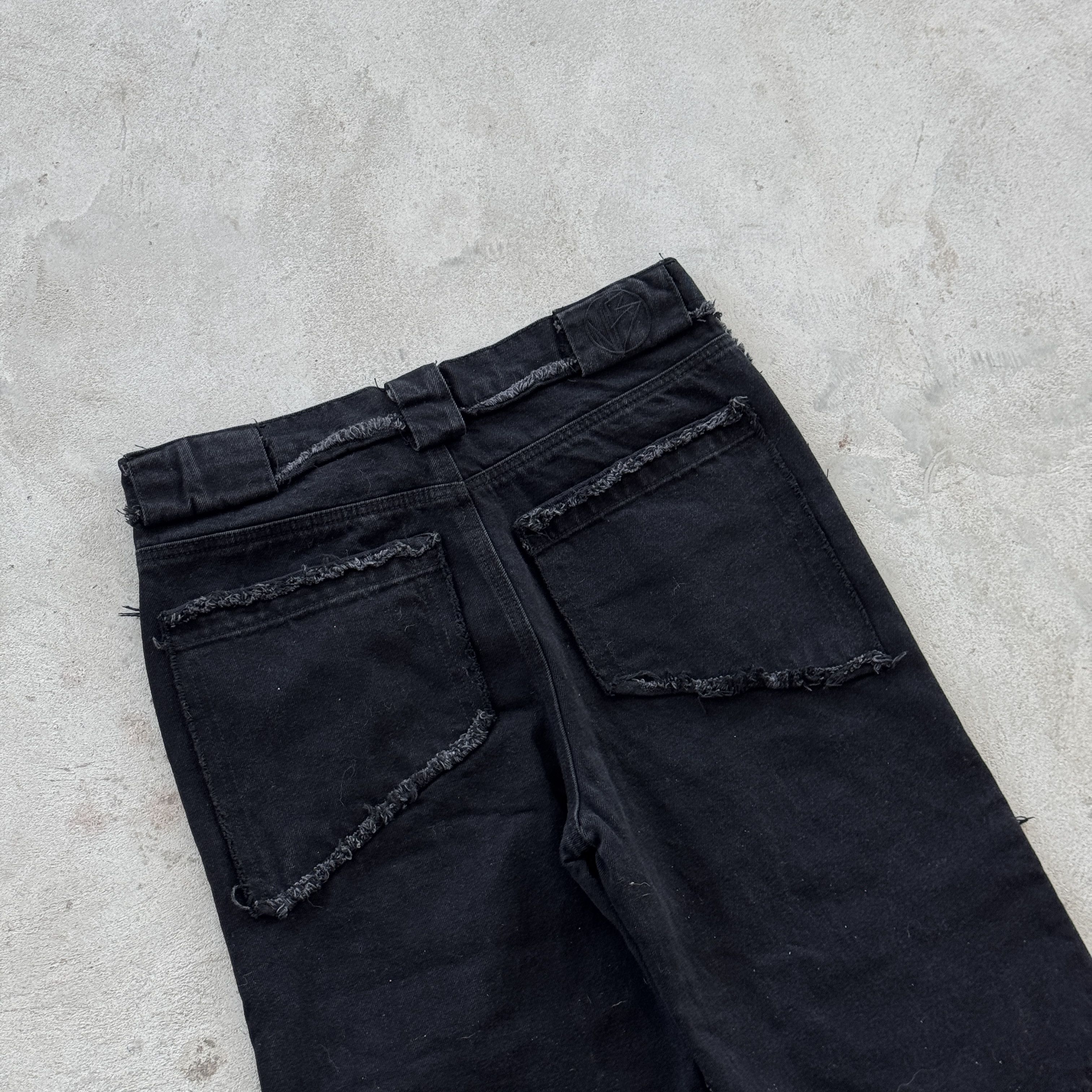 No Faith Studios No Faith Studios Black Frayed Patchwork Flared Jeans M Size 32" / US 10 / IT 46 - 4 Thumbnail