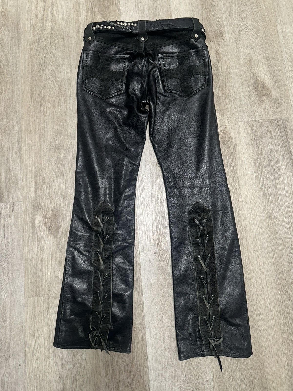 image of Yasuyuki Ishii Leather Pants in Black, Men's (Size 31)