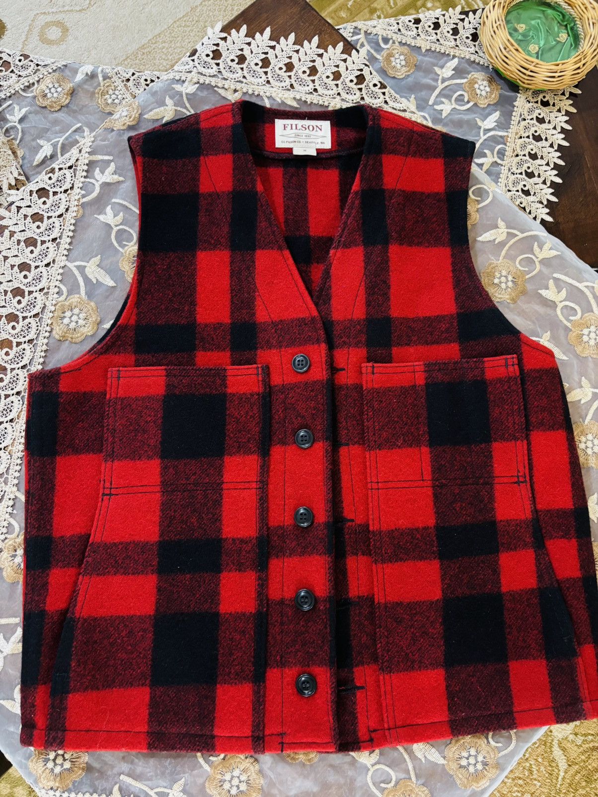 Filson Filson Mackinaw 100% Virgin Wool Vest - Red/Black Size US M / EU 48-50 / 2 - 1 Thumbnail