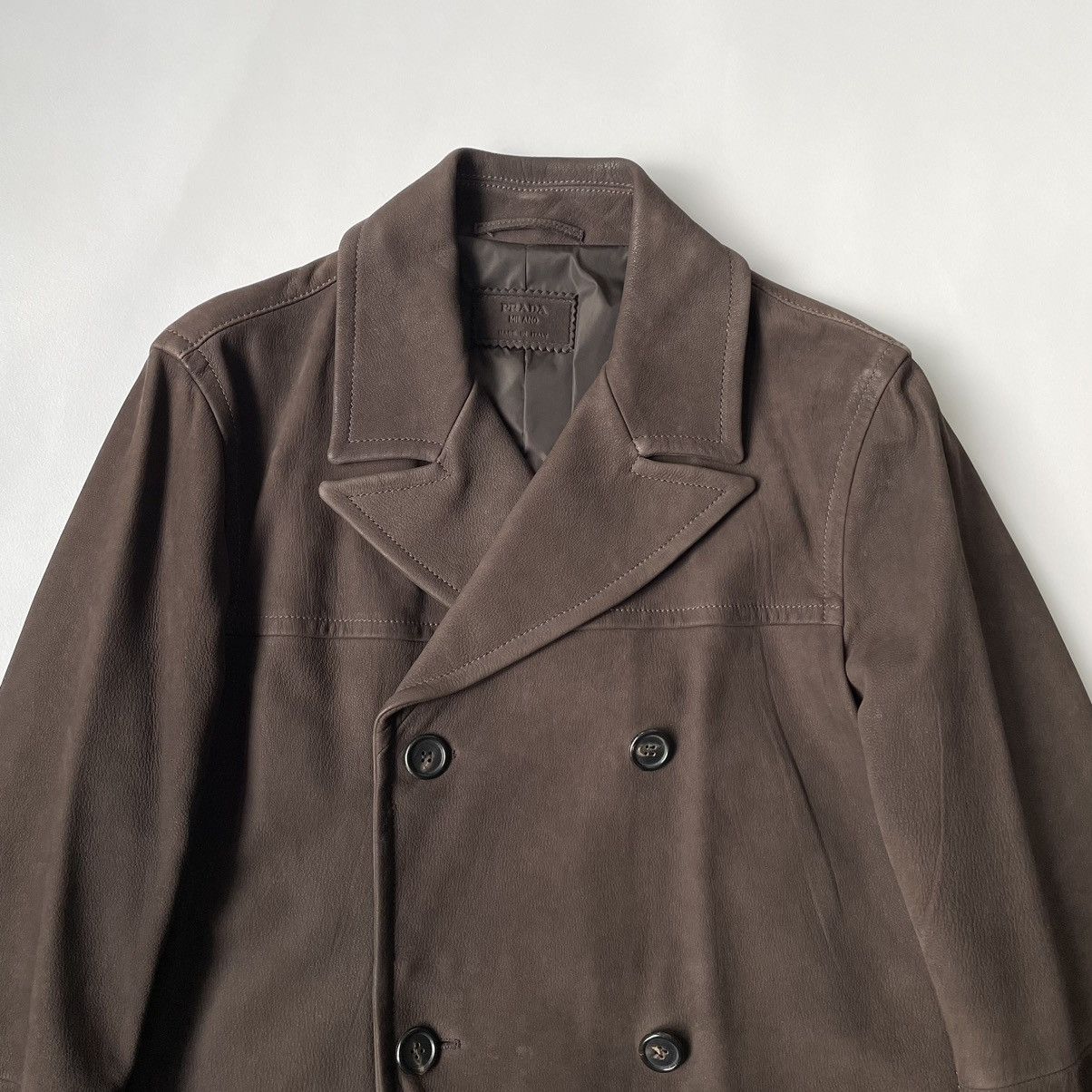 Prada Early 2000s Leather Mac / Pea Coat Size US M / EU 48-50 / 2 - 3 Thumbnail