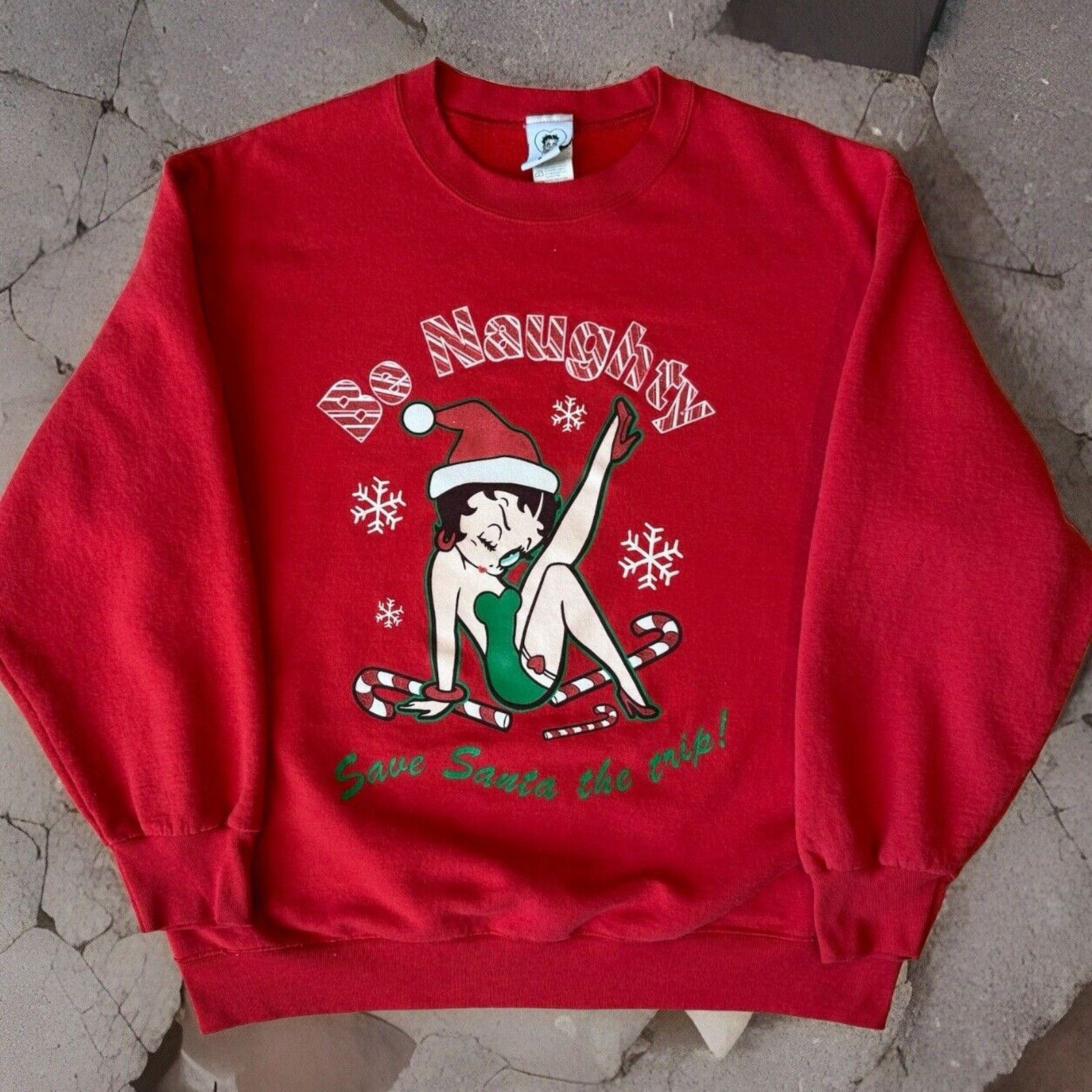 Vintage Vintage Betty Boop Christmas Sweatshirt Red Fleece Pullover Size US L / EU 52-54 / 3 - 1 Thumbnail