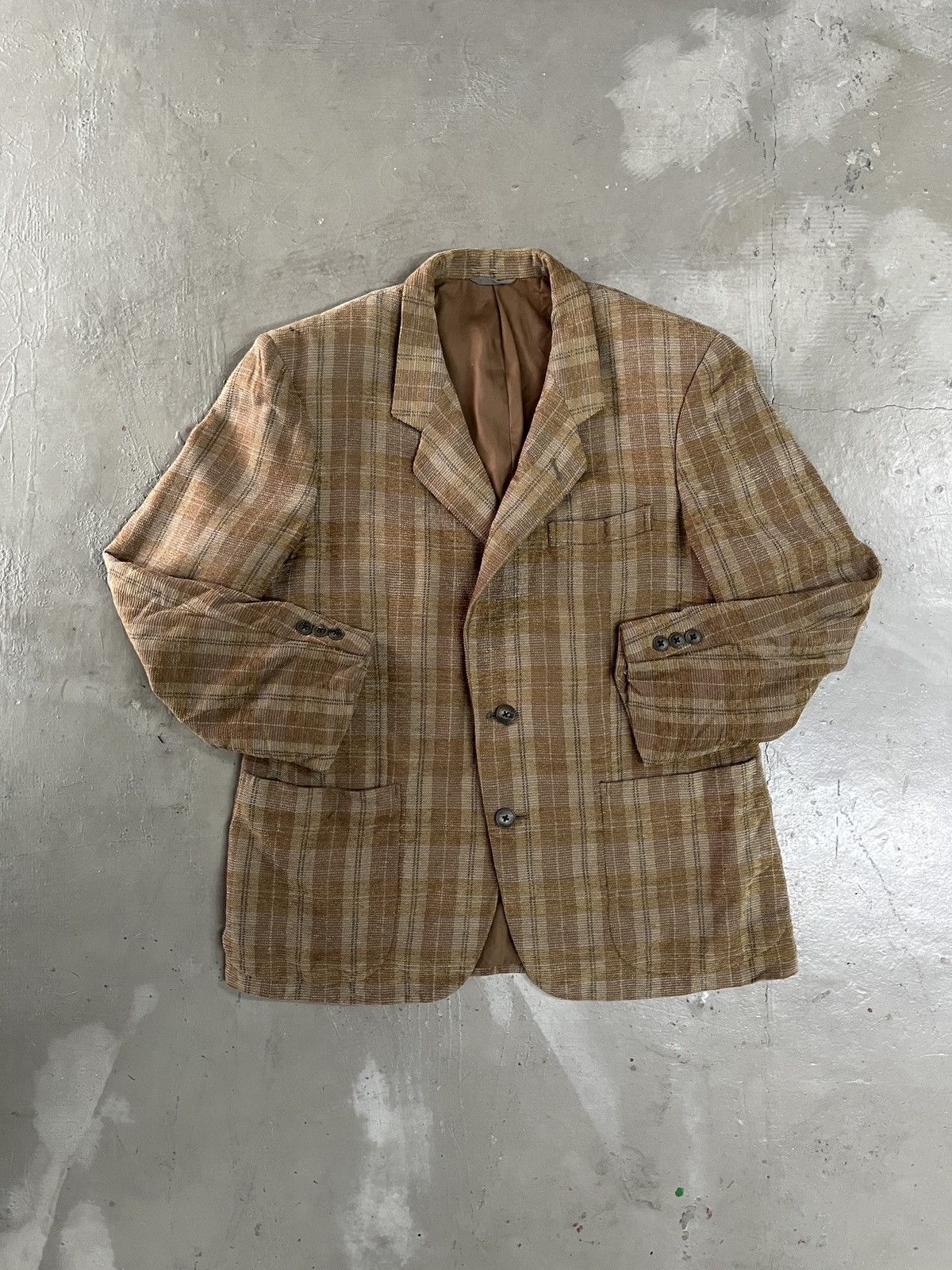 Balenciaga Vintage Balenciaga Houndstooth Linen Wool Blend Blazer Size 42L - 7 Thumbnail