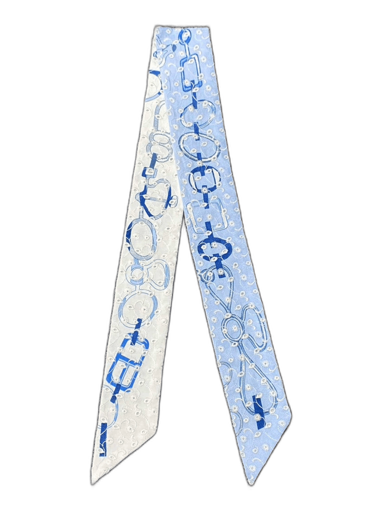 Hermès Twilly Embroidered Silk Ribbon Scarf-yf