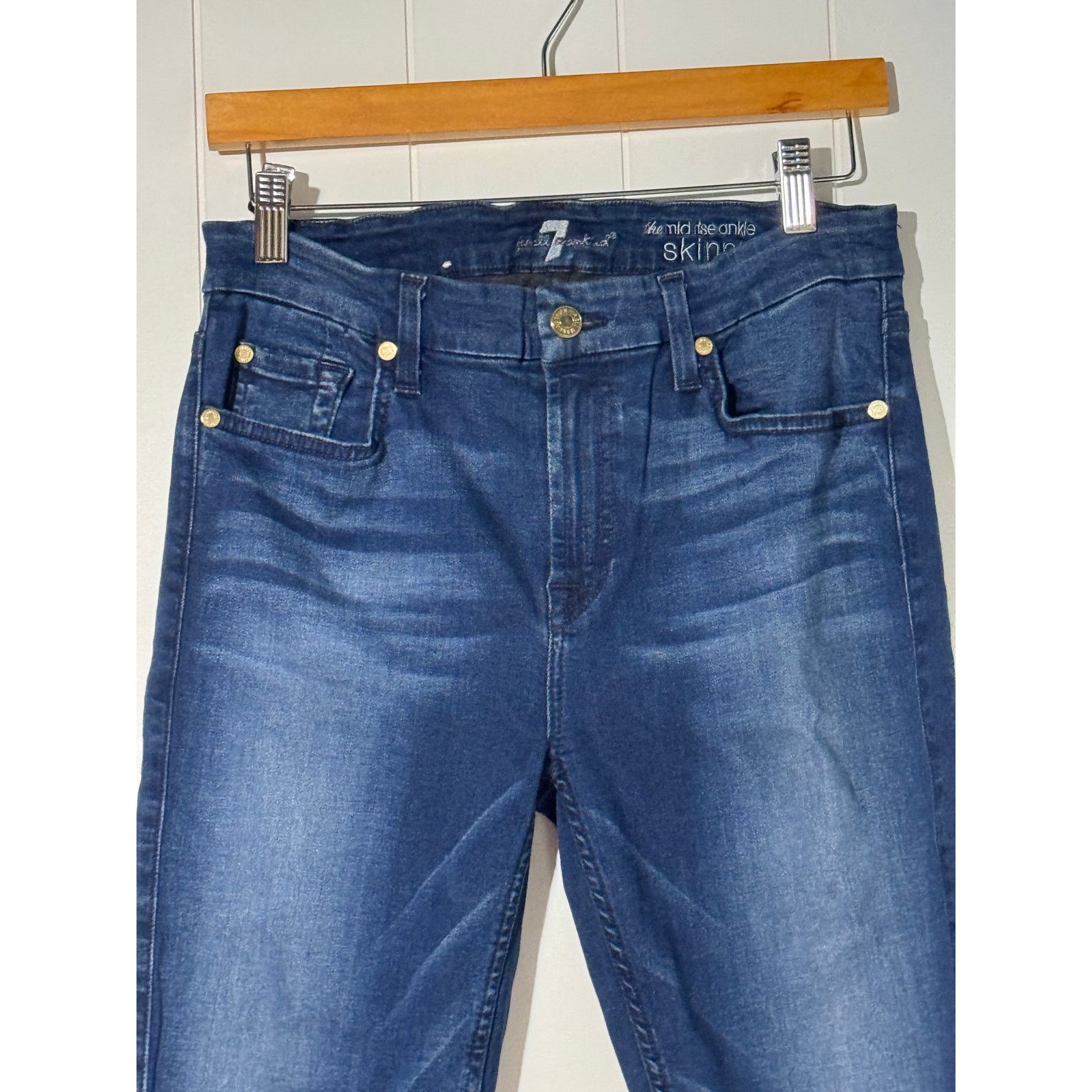 Seven 7 Seven7 · Size 30 · Blue Denim Mid-Rise Skinny Jeans Size 30" / US 8 / IT 44 - 3 Thumbnail