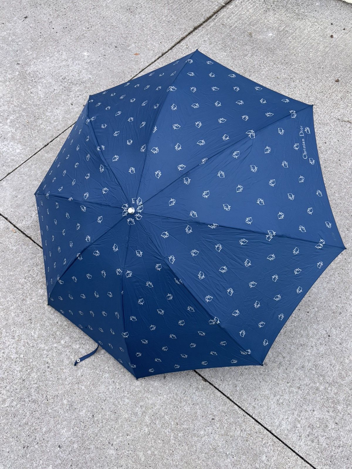Dior VTG Dior Trotter Blue Monogram Umbrella with Leather Case Size ONE SIZE - 1 Thumbnail