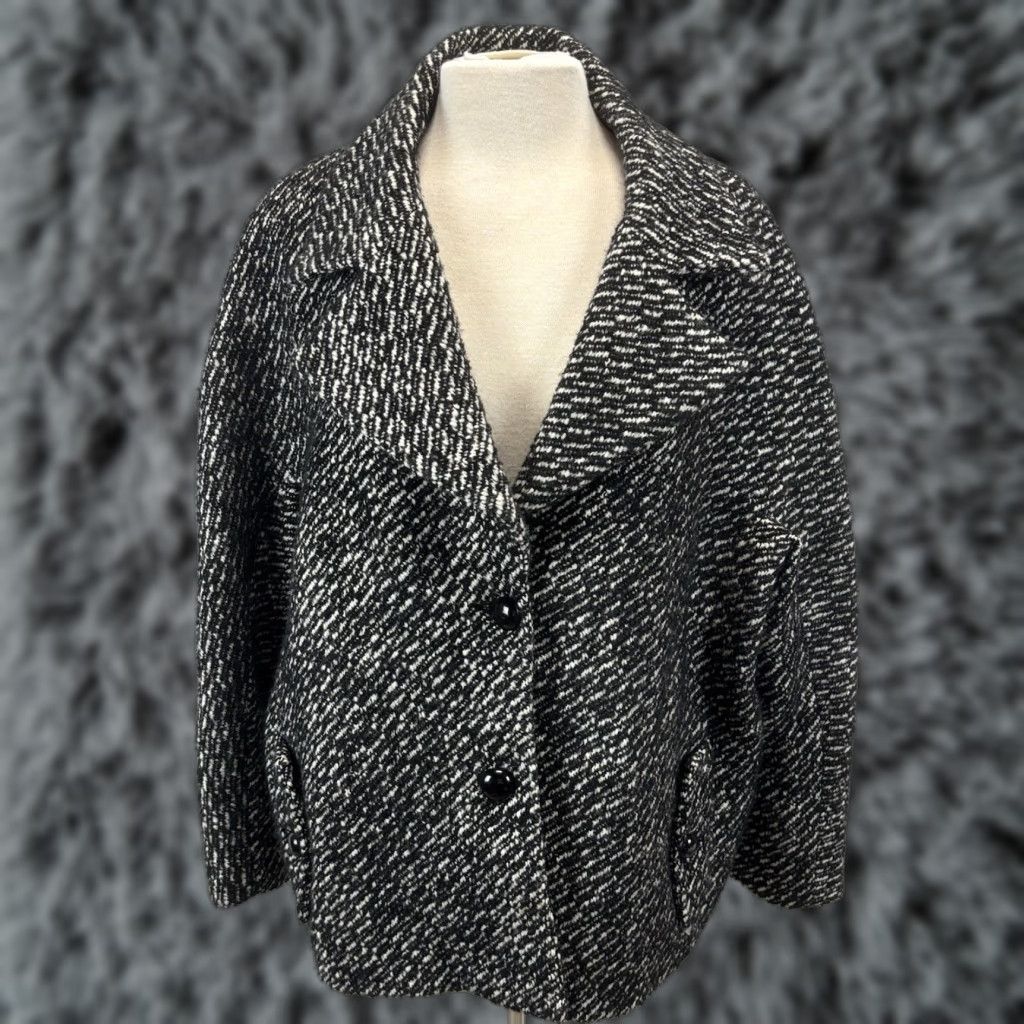 Talbots TALBOTS Plus Size 22W Wool Blend Jacket Black White Tweed Lined Career Womens Size 3XL / US 20-22 - 1 Thumbnail