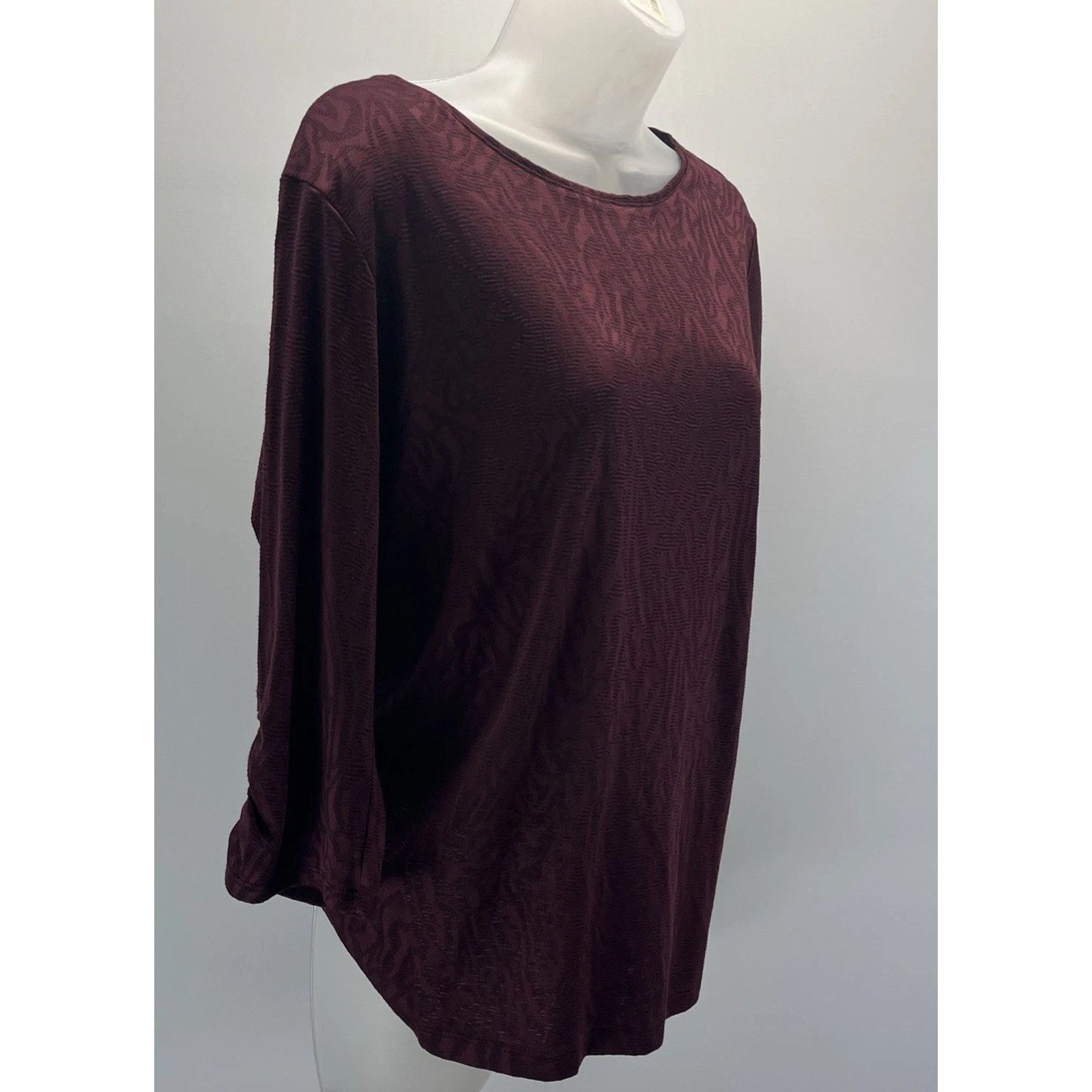 Chicos Chico's Brown/Burgundy Round Neck Soft Stretch Top L Size L / US 10 / IT 46 - 2 Thumbnail