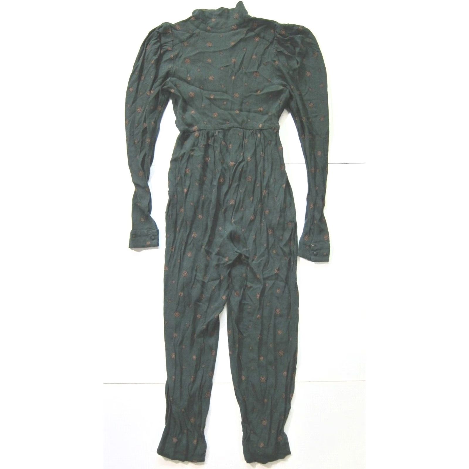 Free People Free People Green Paisley 100% Rayon Long Sleeve Pocket Romper Women S Size S / US 4 / IT 40 - 2 Thumbnail