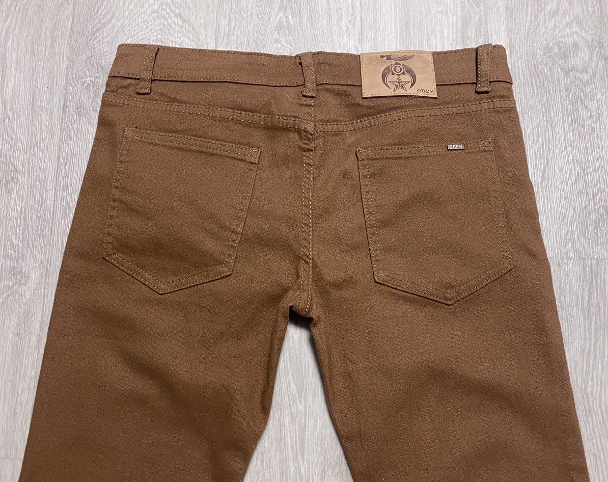 Obey × Shepard Fairey Obey Propaganda Brown Stretch Cotton Casual Trousers Pants Size US 32 / EU 48 - 4 Thumbnail