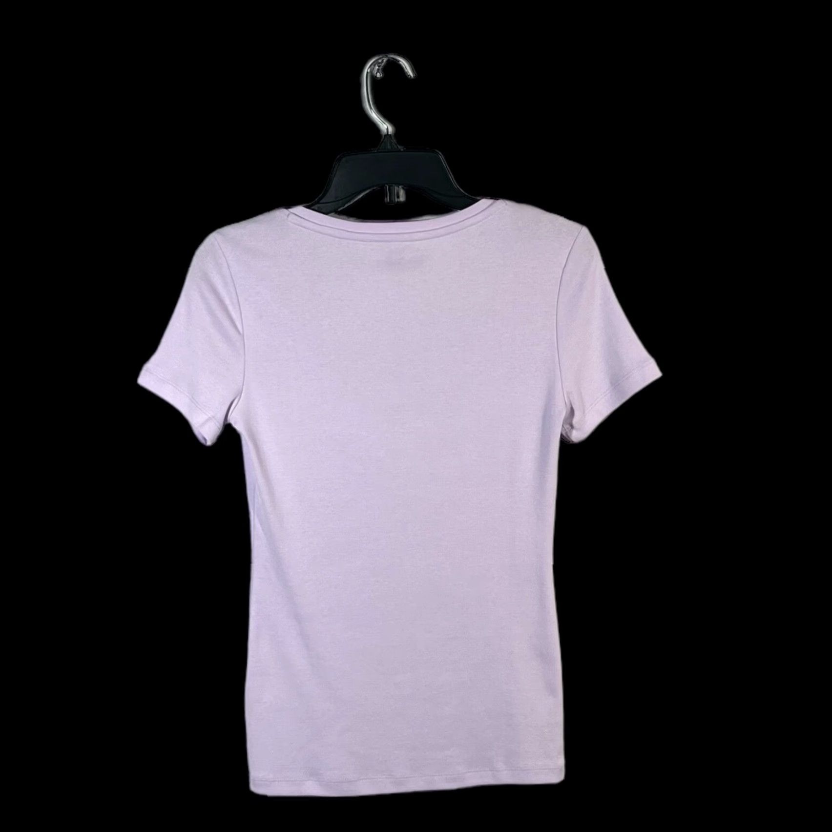 Tommy Hilfiger Tommy Hilfiger Women's V-Neck Top Shirt S Lavender 100% Cotton Stretch (Solid) Short Sleeve Casual Fall Spring Summer Womens Size S / US 4 / IT 40 - 4 Thumbnail