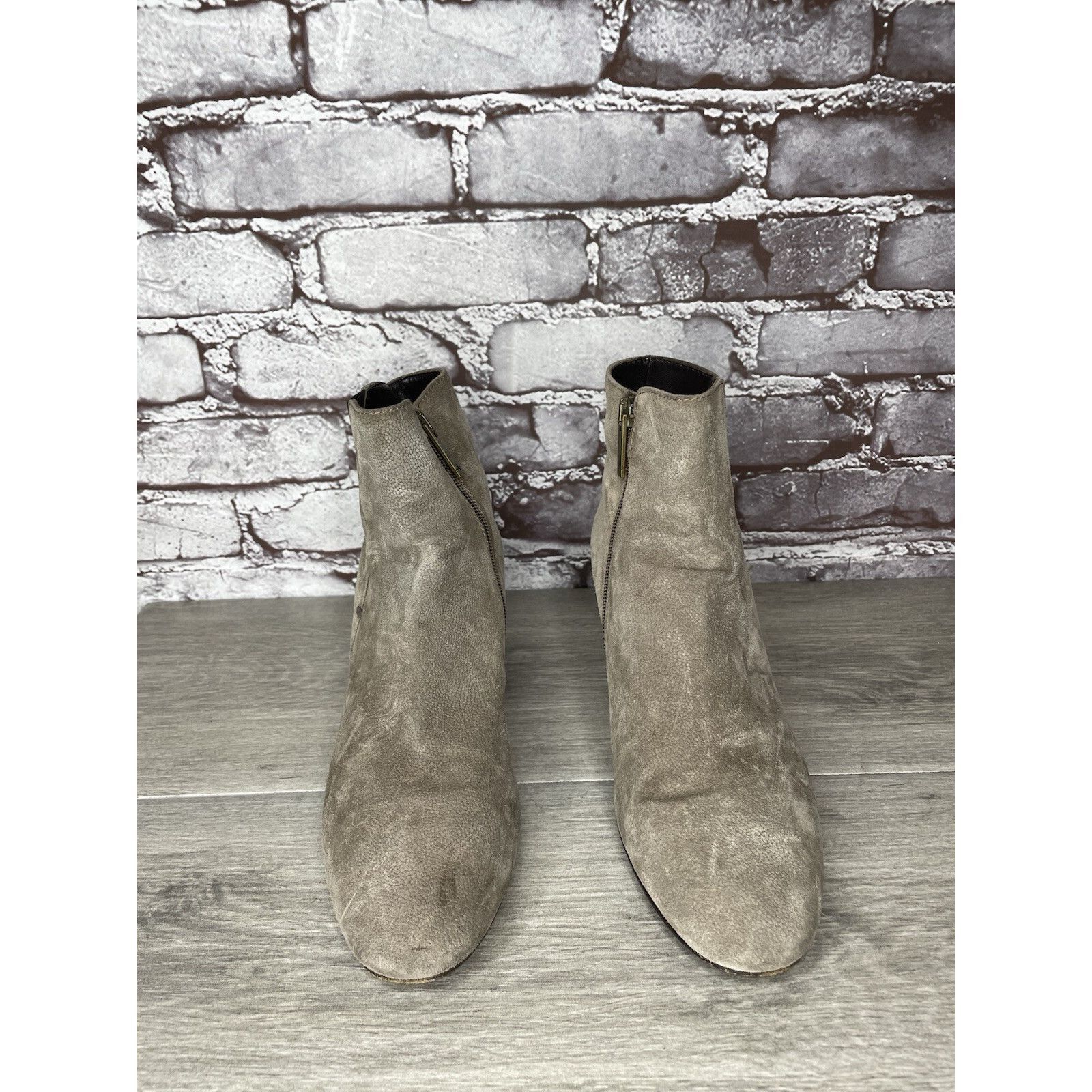 Aquatalia Aquatalia Taupe Suede Leather Side Zip Heel Ankle Booties Wo Size US 10 / IT 40 - 23 Thumbnail