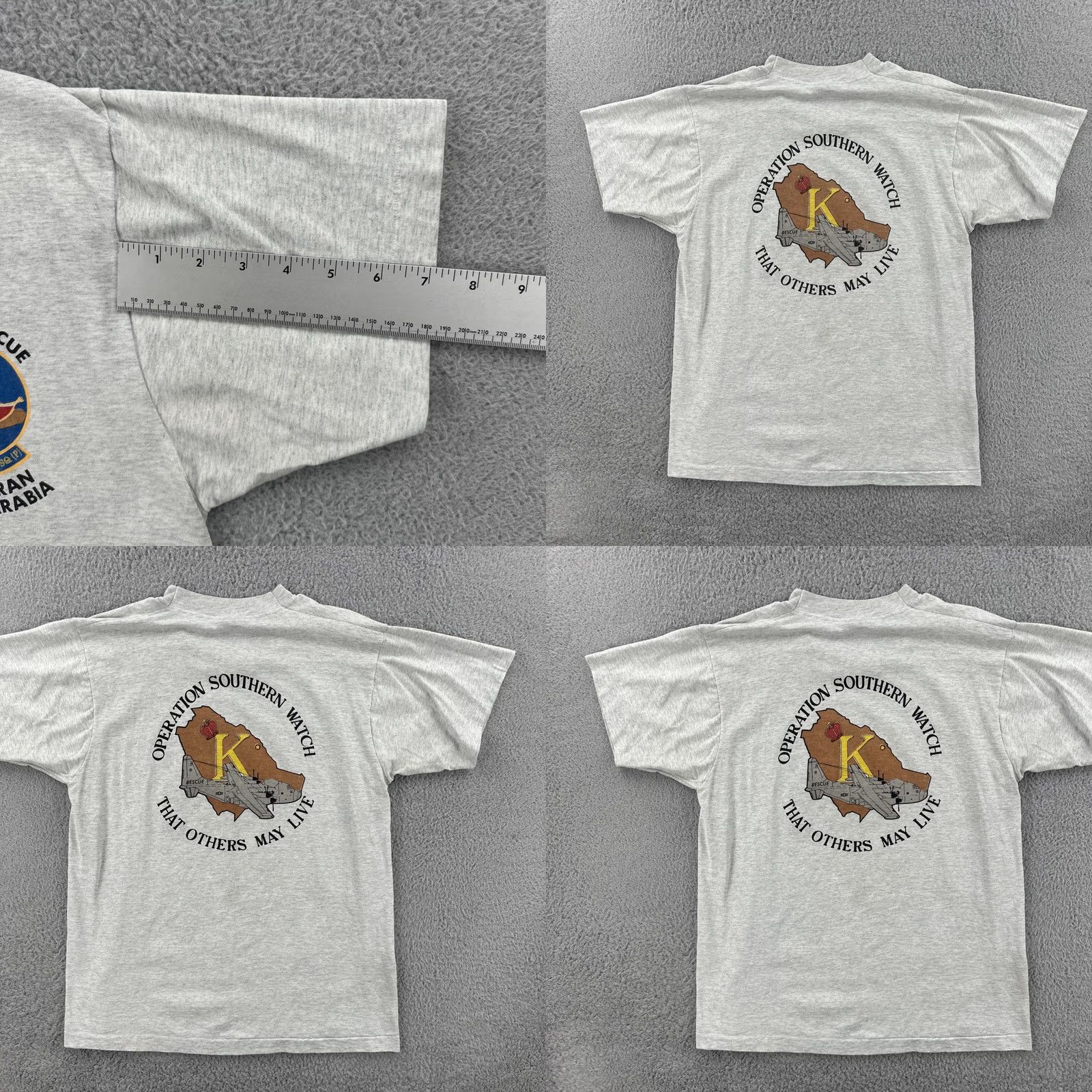 Fruit Of The Loom VINTAGE Fruit Of The Loom Shirt L Gray USA Made Desert Rescue Dhahran Saudi Arabia Mens 90s Army Patriotic Size US L / EU 52-54 / 3 - 10 Thumbnail
