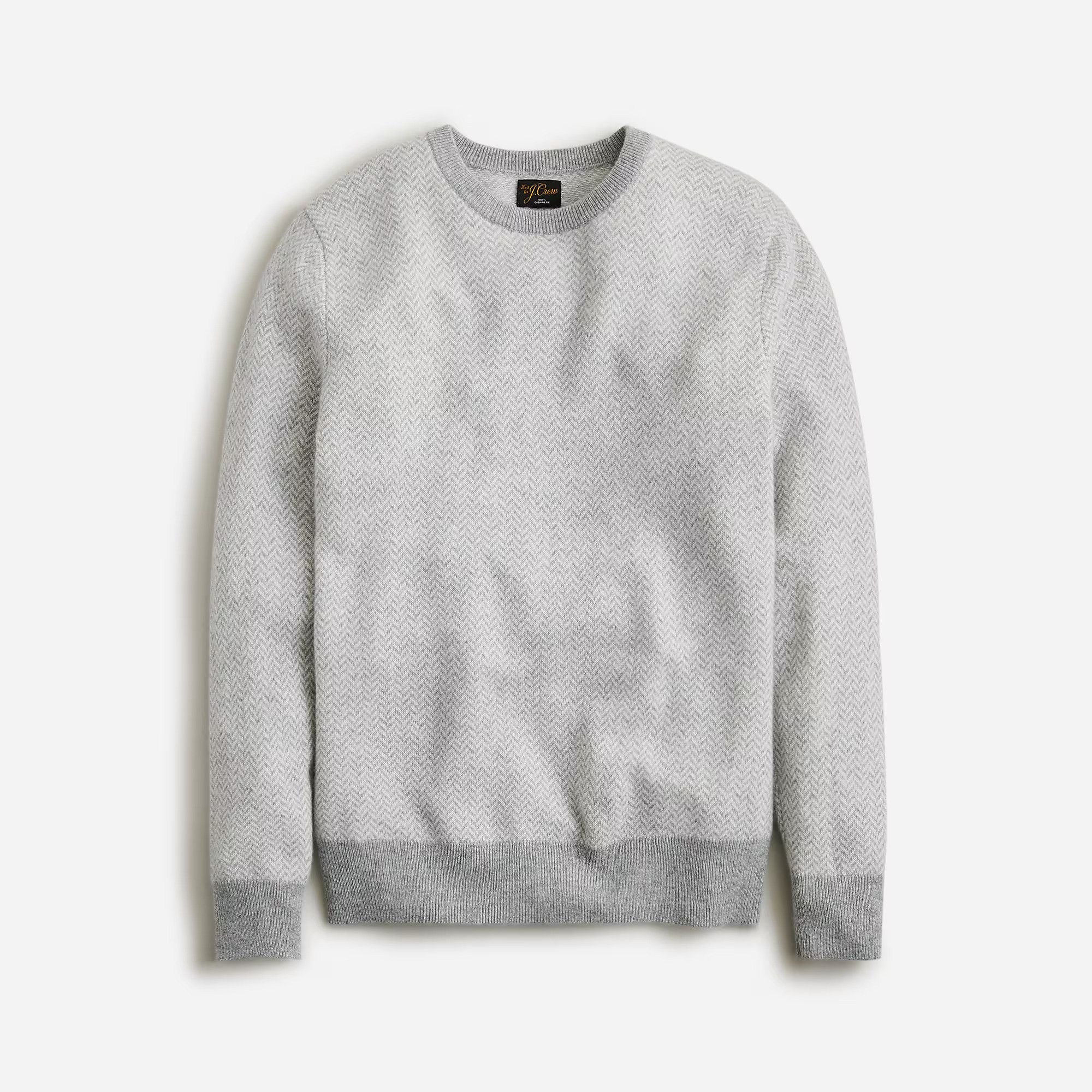 J.Crew J. CREW Cashmere Gray Herringbone Jacquard Sweater - NWT Size US XXL / EU 58 / 5 - 1 Thumbnail