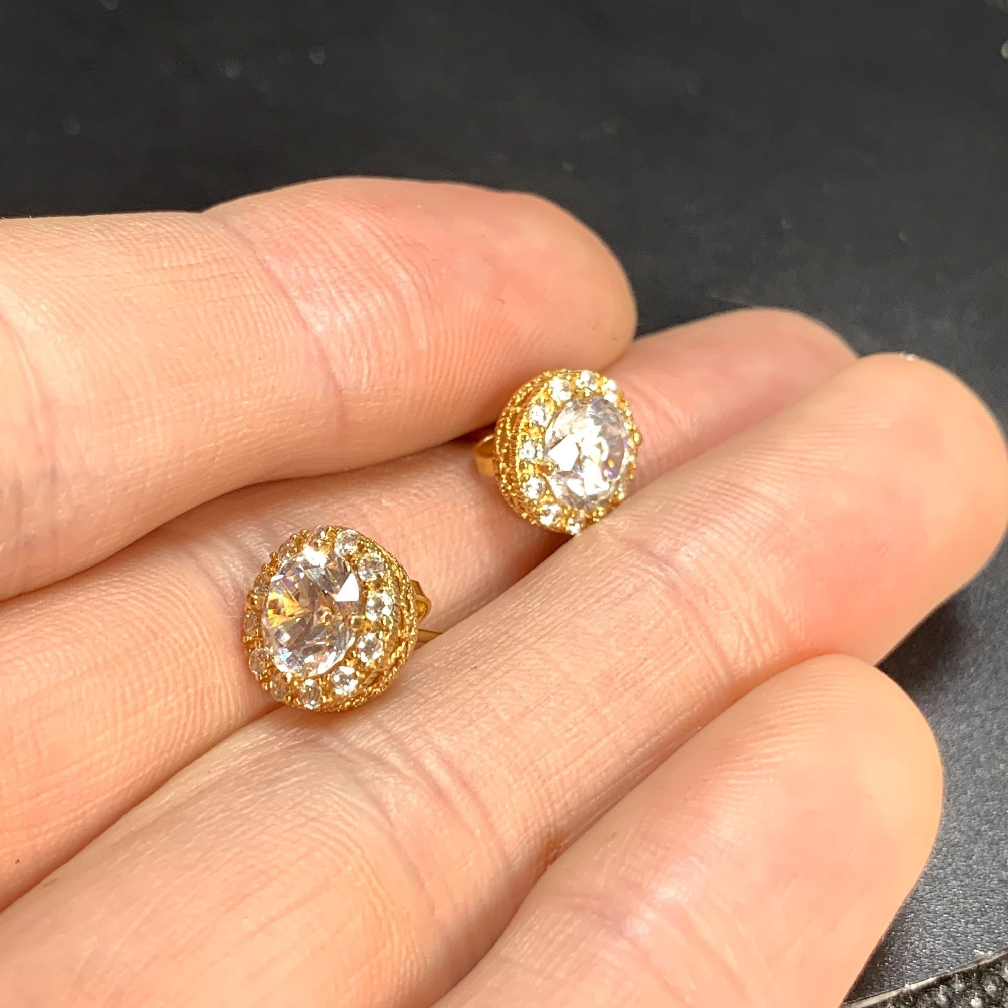 Other VTG Gold Over Sterling Silver 925 Cubic Zirconia Stud Earrin Size ONE SIZE - 5 Thumbnail