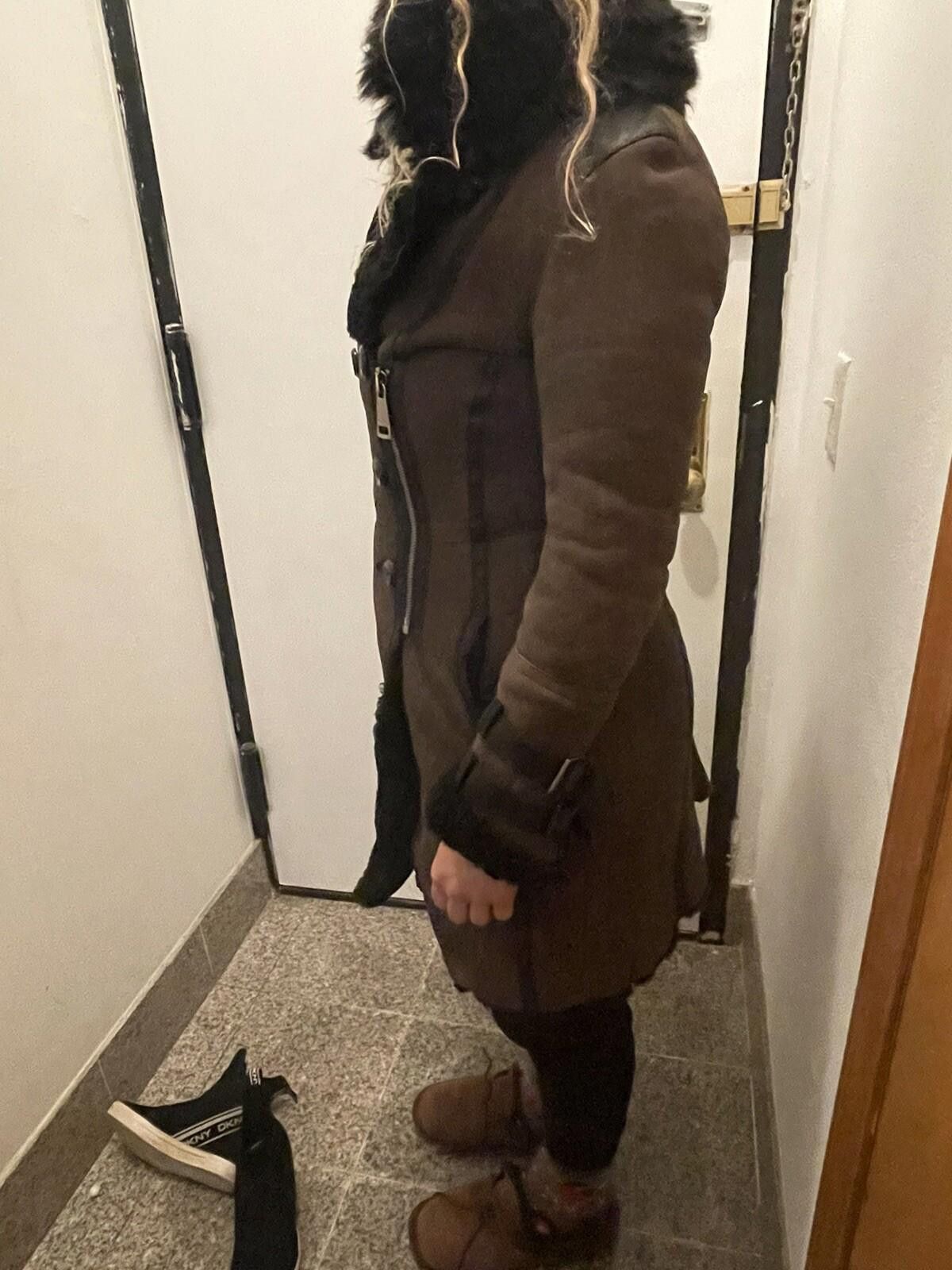 Other Neohit Shearling Suede Asymmetrical Zipped Biker Coat SzXS Size XS / US 0-2 / IT 36-38 - 4 Thumbnail