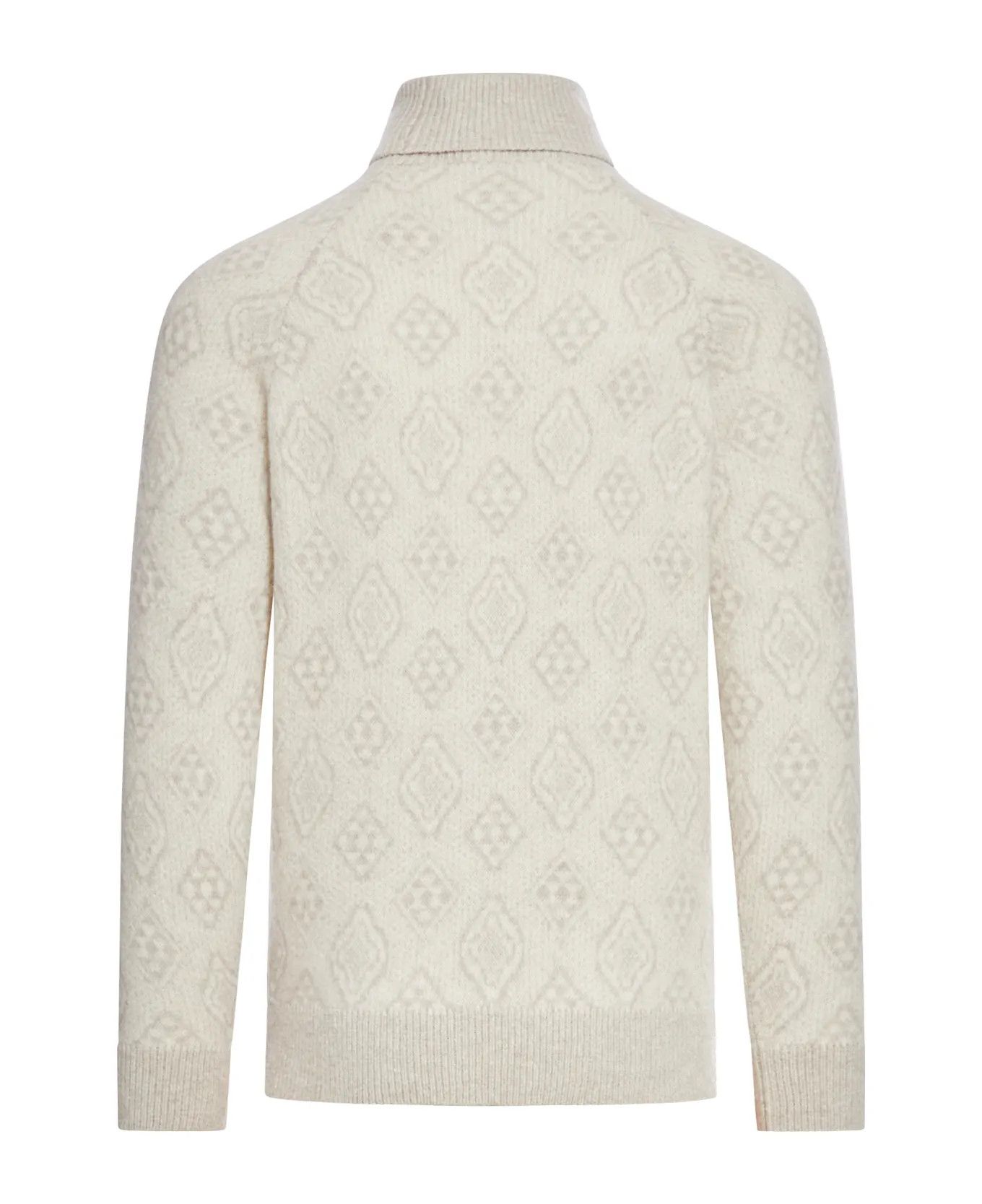 Brunello Cucinelli o1w1db11125 Jacquard Cardigan in Ivory/White Size US L / EU 52-54 / 3 - 2 Thumbnail
