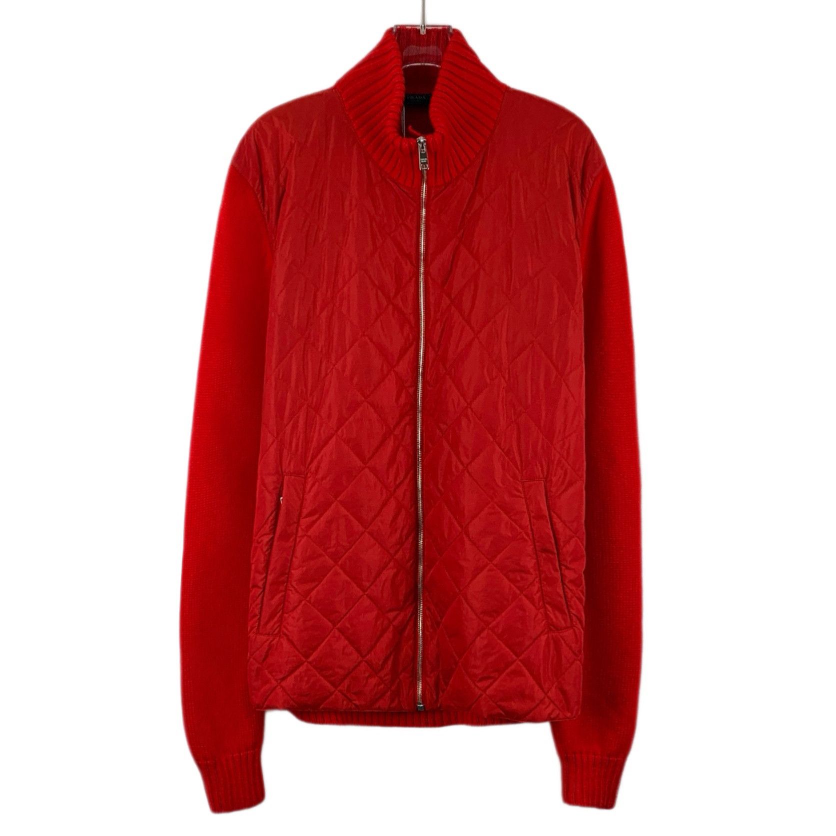 Prada Prada Quilted Wool Zip-Up Jacket Red (52) Size US L / EU 52-54 / 3 - 1 Thumbnail