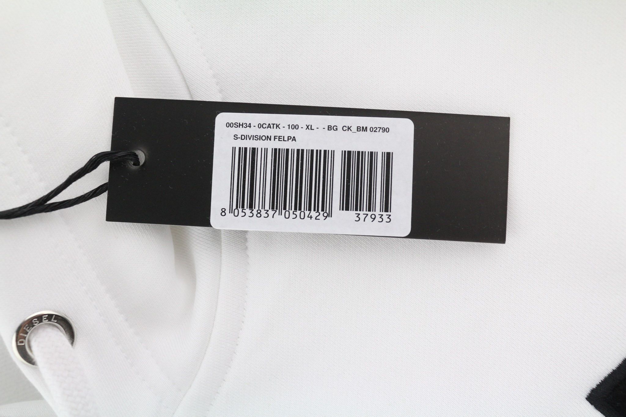 Diesel S-Division Men Hoodie XL White Pullover Oversized 40114 Size US XL / EU 56 / 4 - 6 Thumbnail