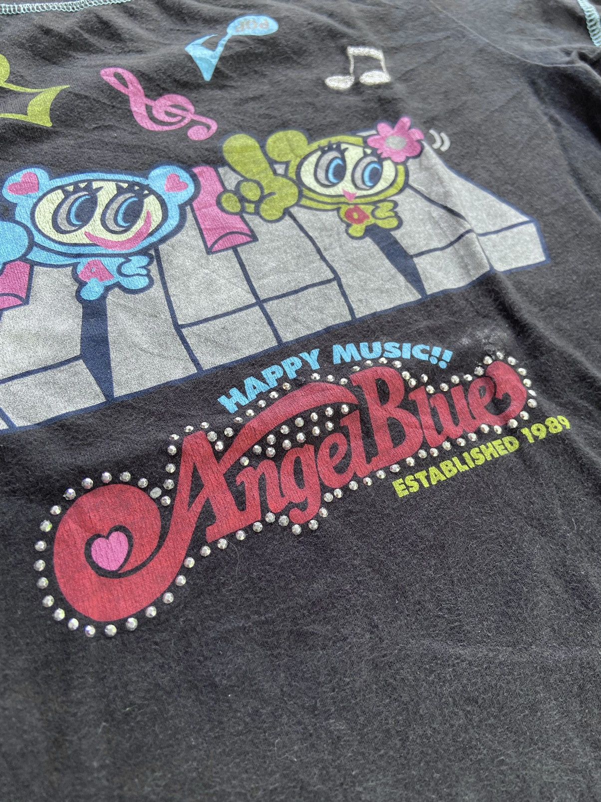 Angel Blue Y2K ANGEL BLUE HAPPY MUSIC TEE Size US XS / EU 42 / 0 - 6 Thumbnail