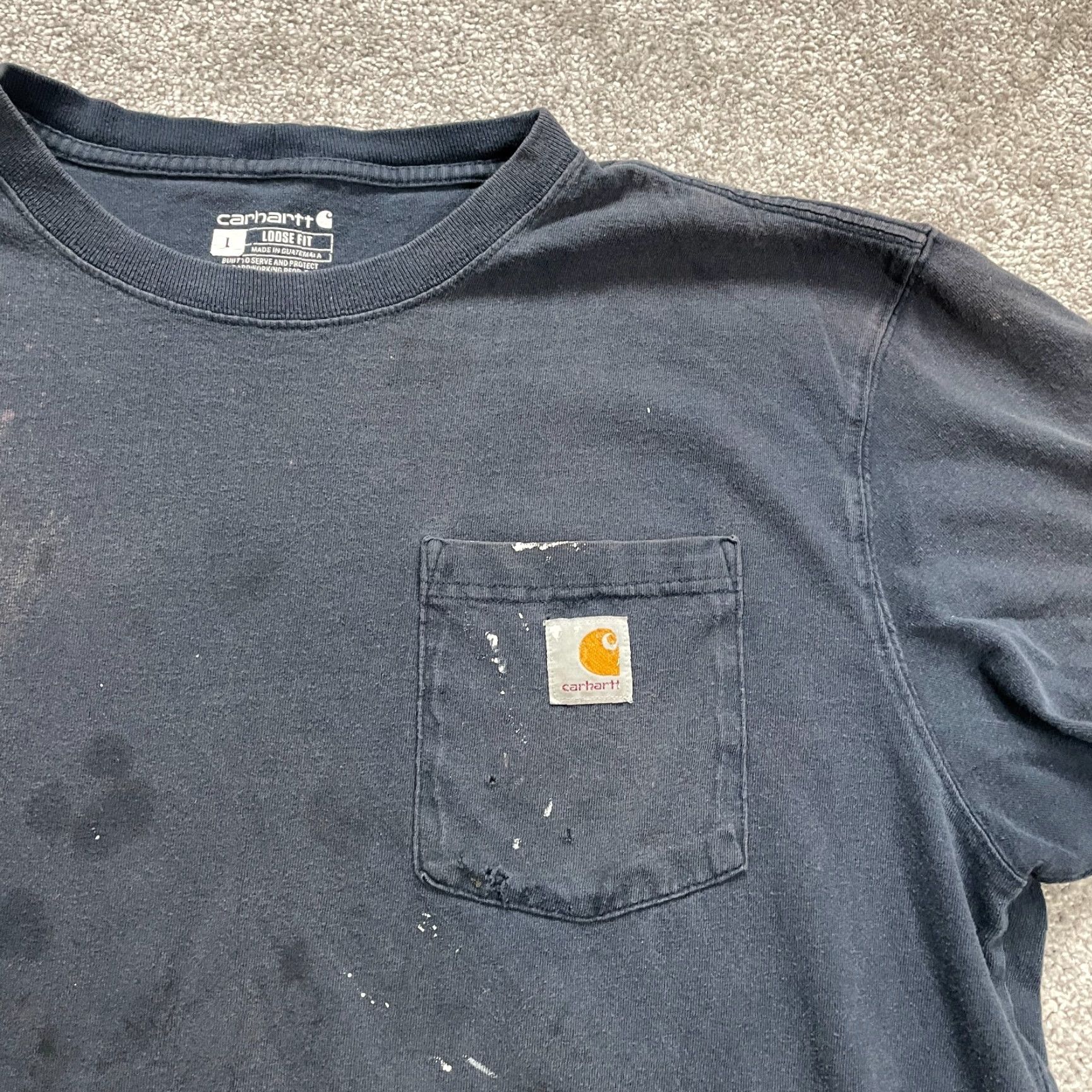 Carhartt VINTAGE Carhartt K87 T-Shirt Mens Large Blue Crew Neck Pocket Tee Top Size US L / EU 52-54 / 3 - 3 Thumbnail